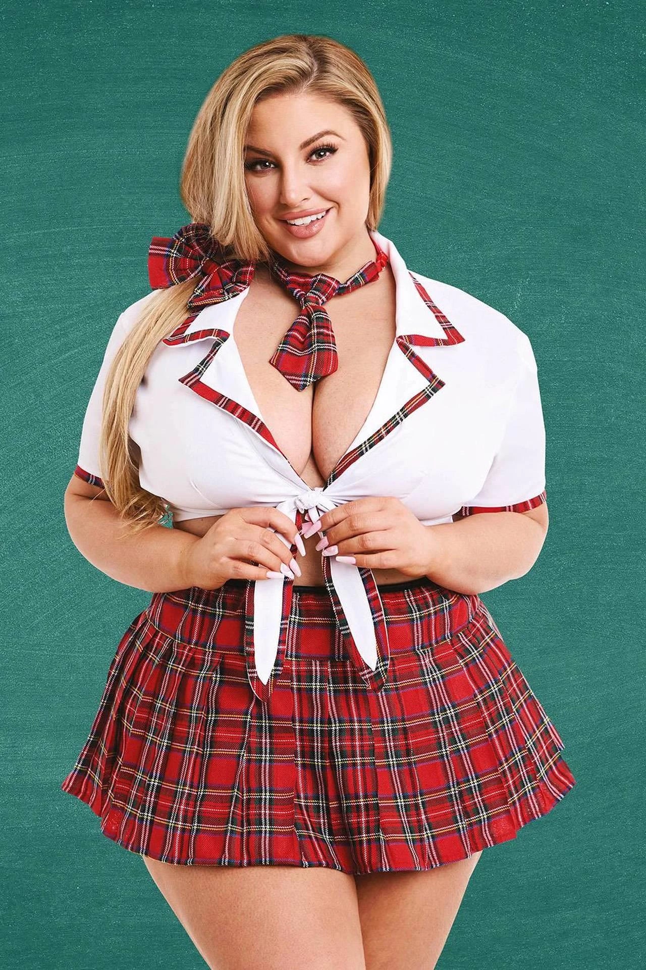 DÉGUISEMENT ÉCOLIÈRE 4 PIÈCES PROF/MASCOTTE MISS ÉTUDIANTE D'HONNEUR, GRANDE TAILLE