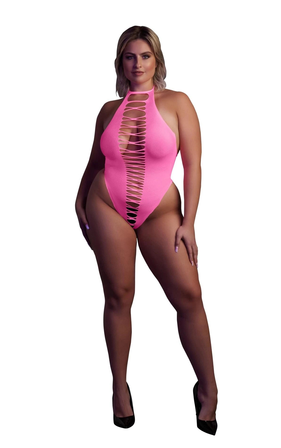High-Cut Body - Plus Size - Neon Pink