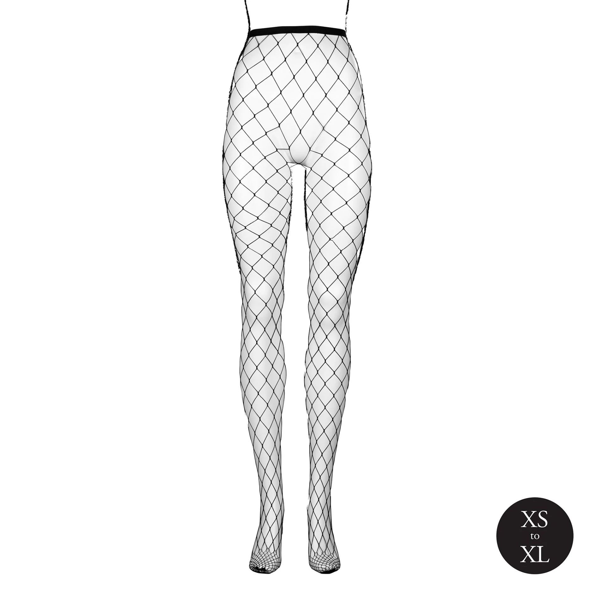 Panty with Big Fishnet Structure - One Size - Black