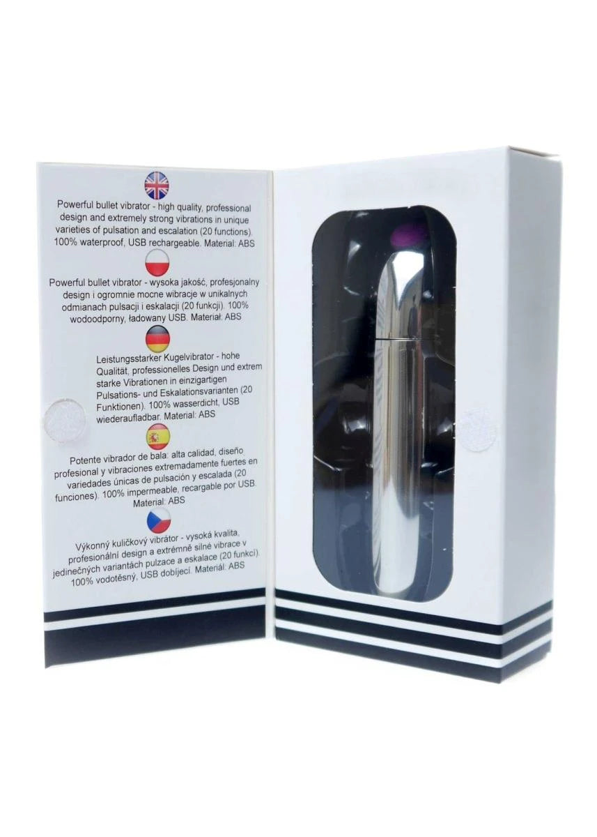Stymulator - Vibromasseur balle puissant rechargeable USB 20 fonctions - Argent