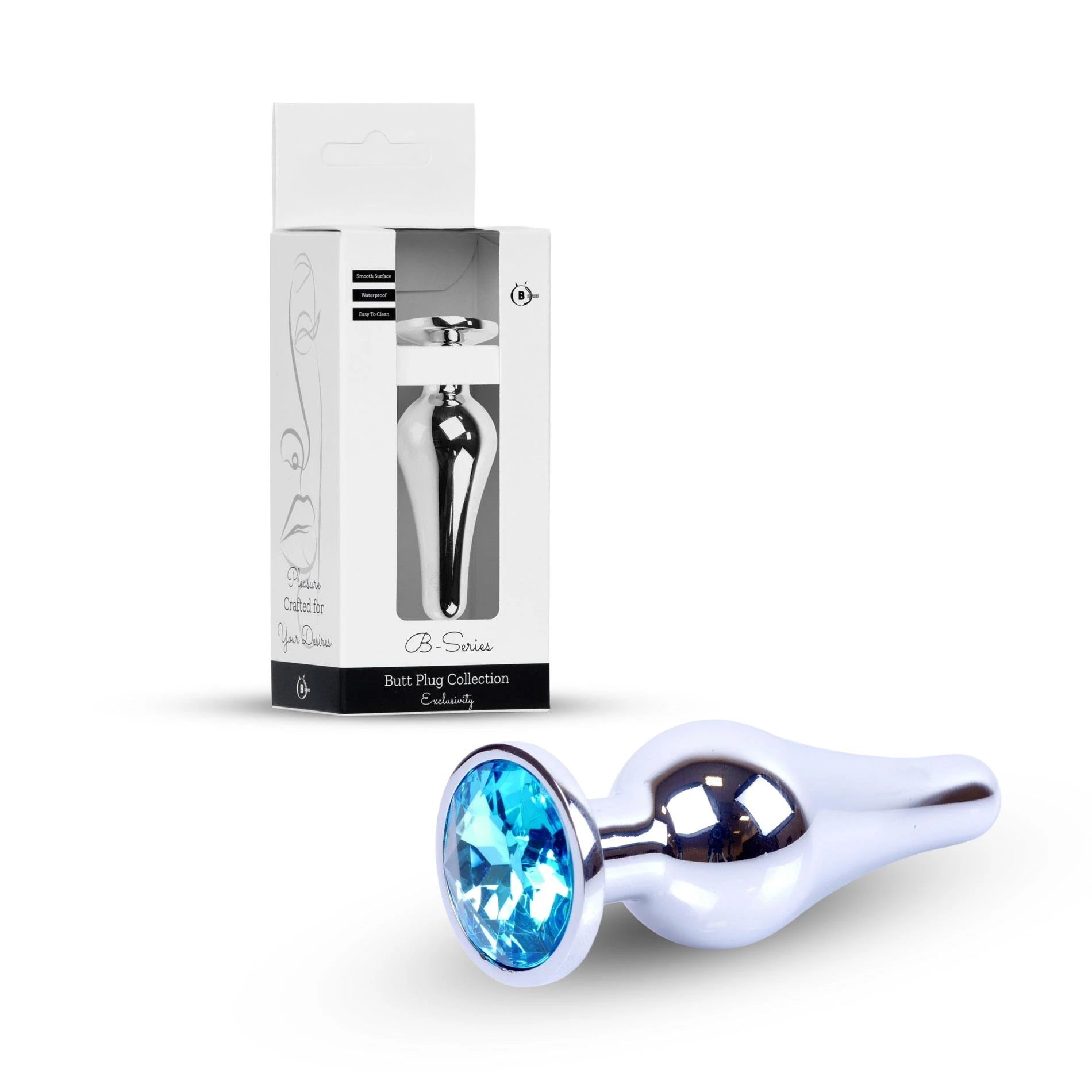 Plug-Jewellery Silver BUTT PLUG- Light Blue