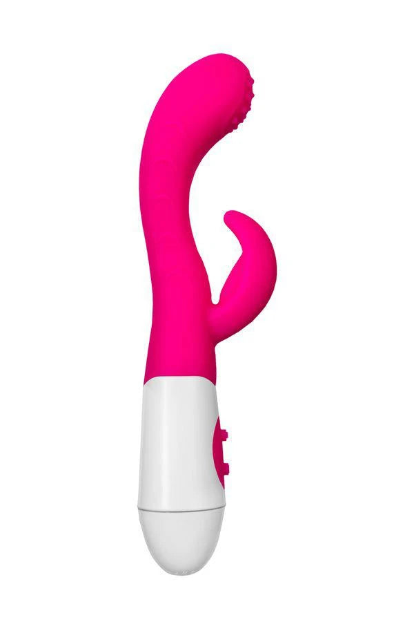 A-TOYS, Vibrator Nessy with Clitoral Stimulator, Silicone, Pink, 20 cm, 10 speeds, 2xAAA