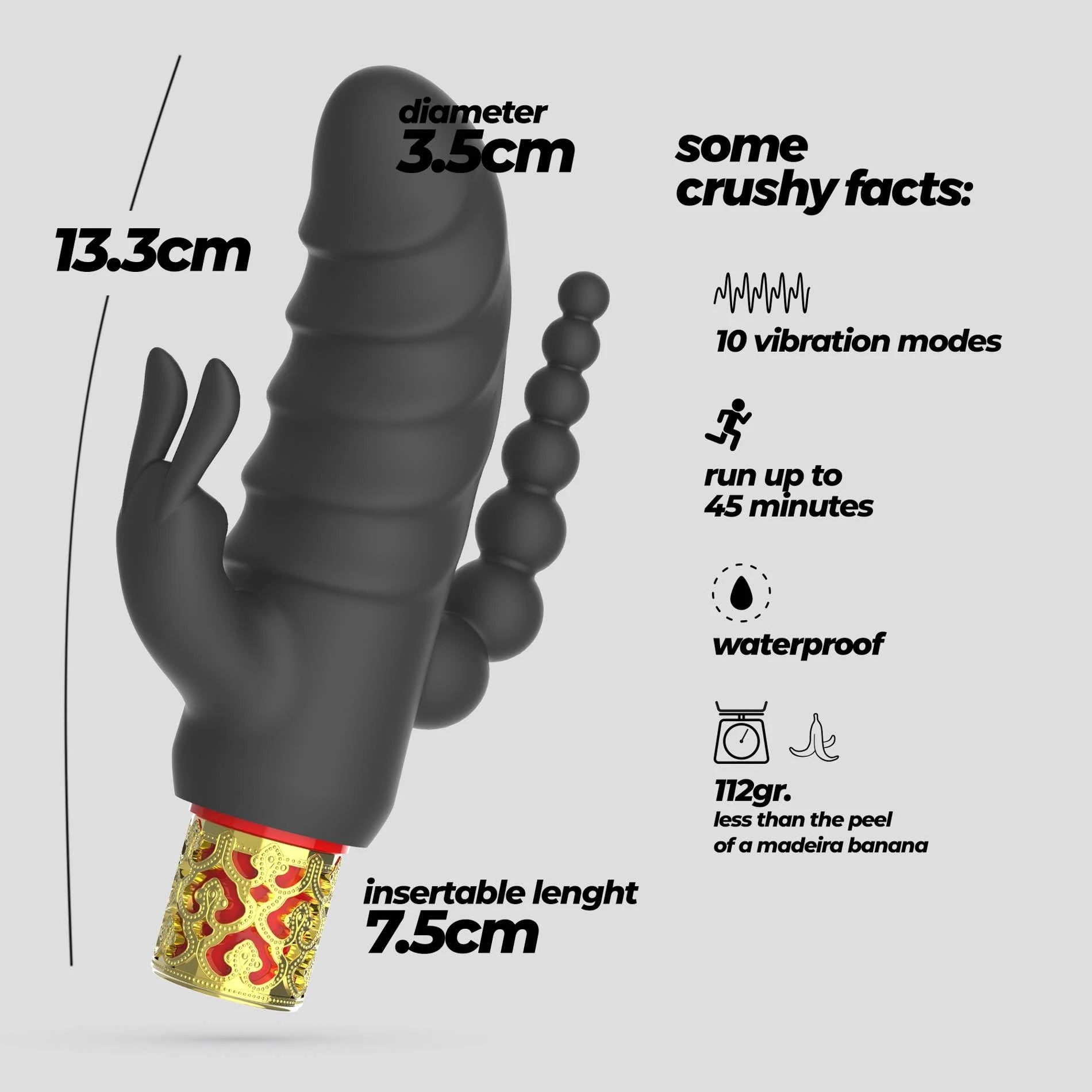 Romanov - Classic Vibrator with Removable Silicone Sleeve - Black/Golden