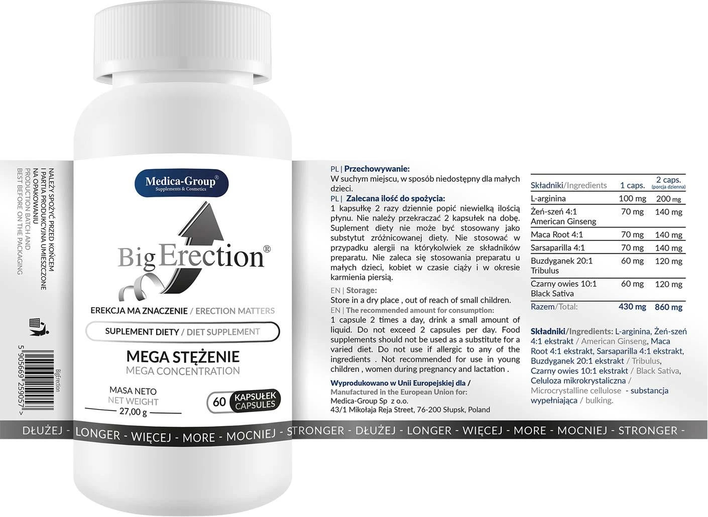 Dietary supplement - Big Erection - 60 capsules