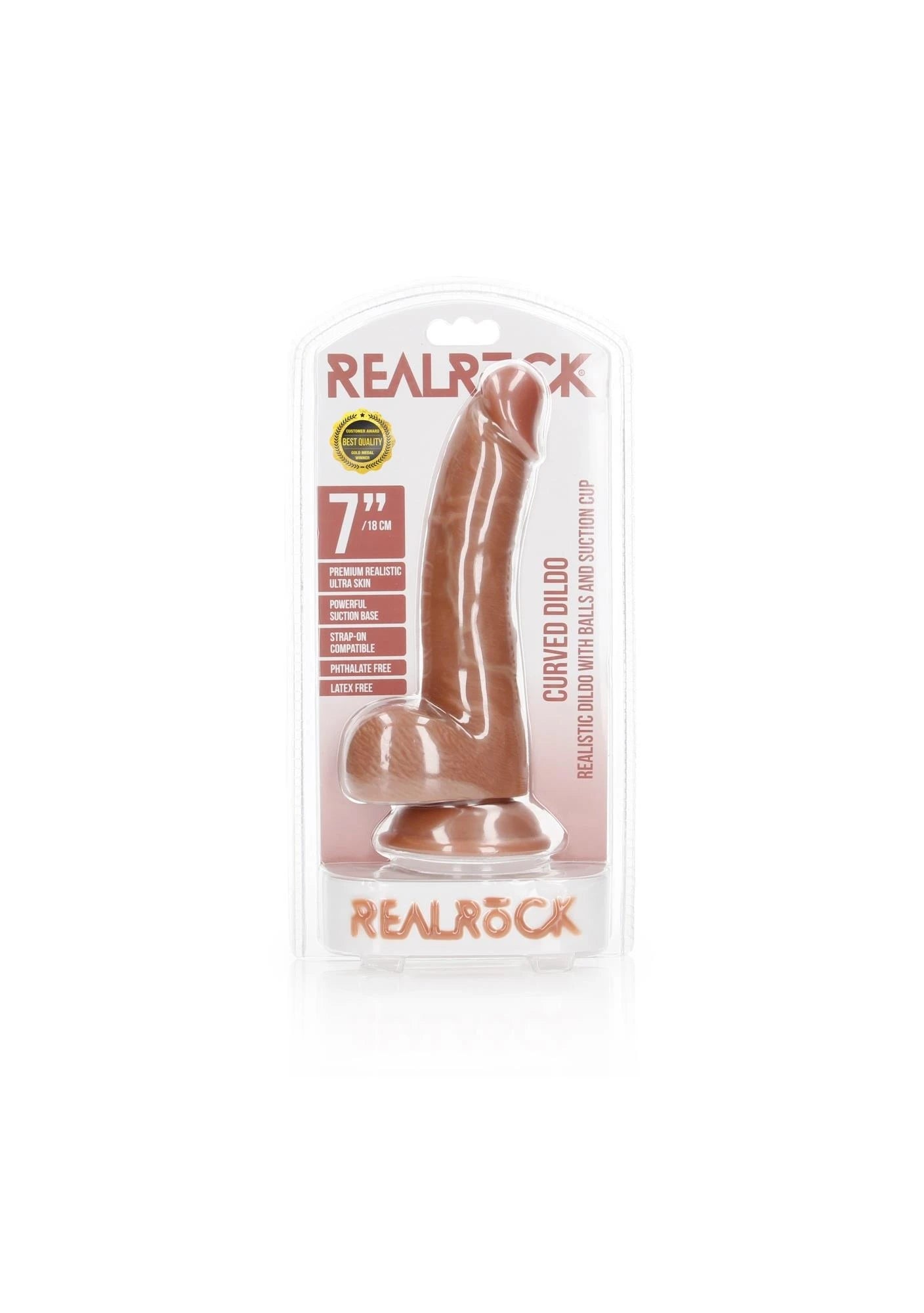 Curved Realistic Dildo with Balls and Suction Cup - 7 / 18 cm