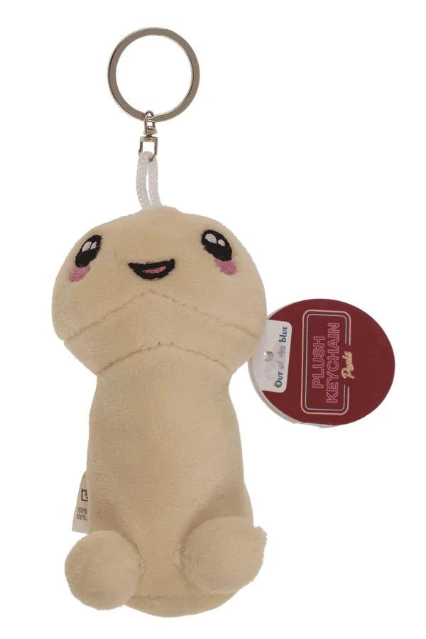Porte-clés métallique avec pénis en peluche