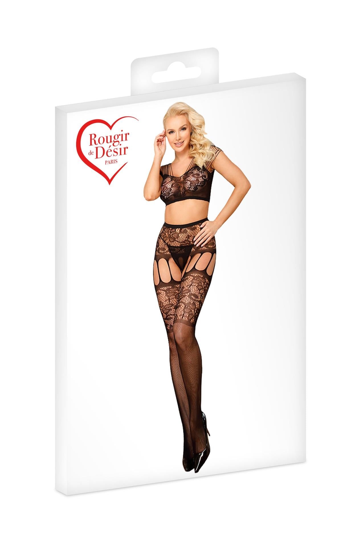 TOP+FISHNET TIGHTS T01 BLACK ONE SIZE