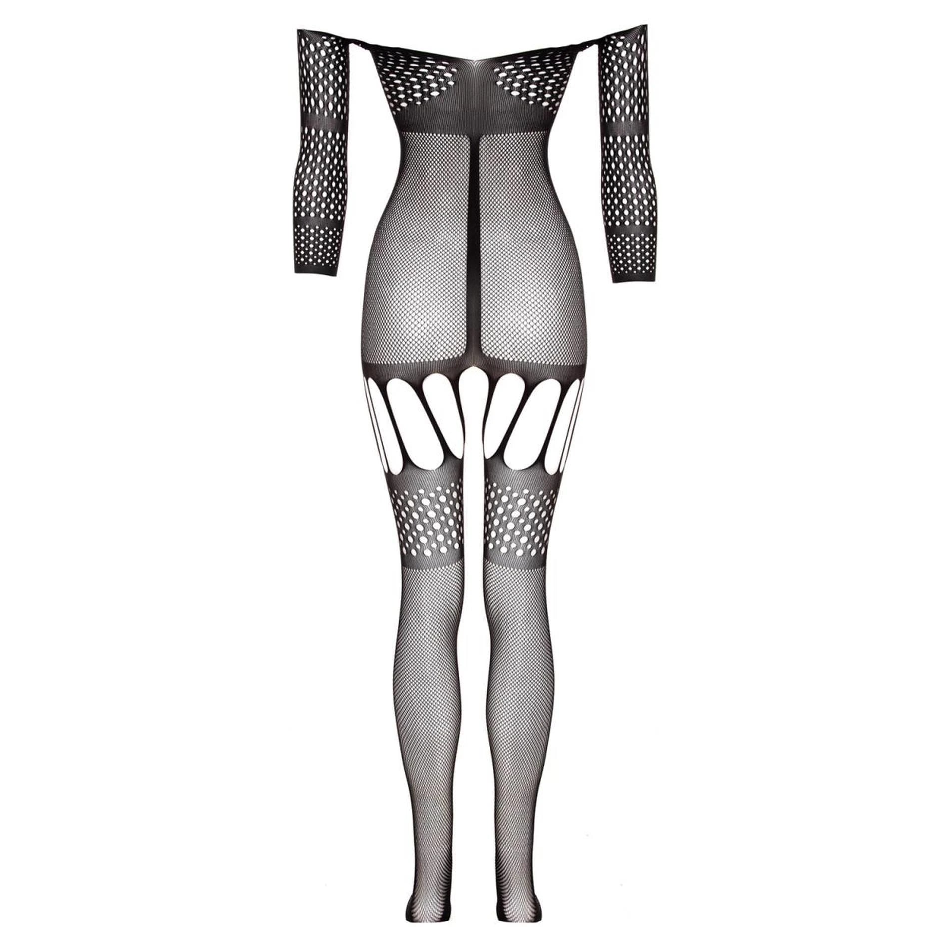 Stunning Pink Suspender Bodystocking - black