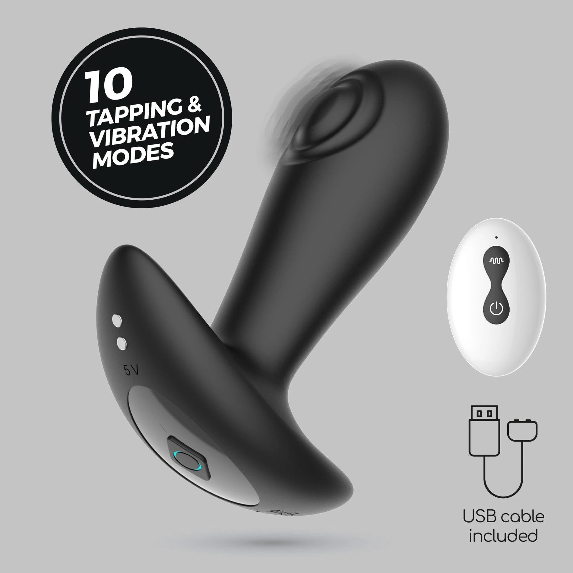 Octo - Tapping Anal Plug with Remote Control - Black