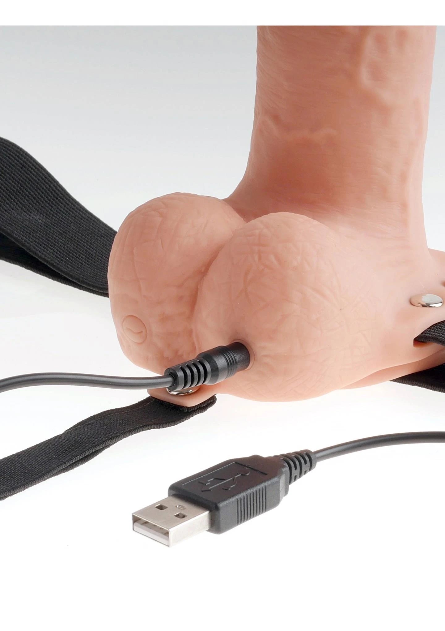 9 pouces creux rechargeable Strap-On couleur de peau claire