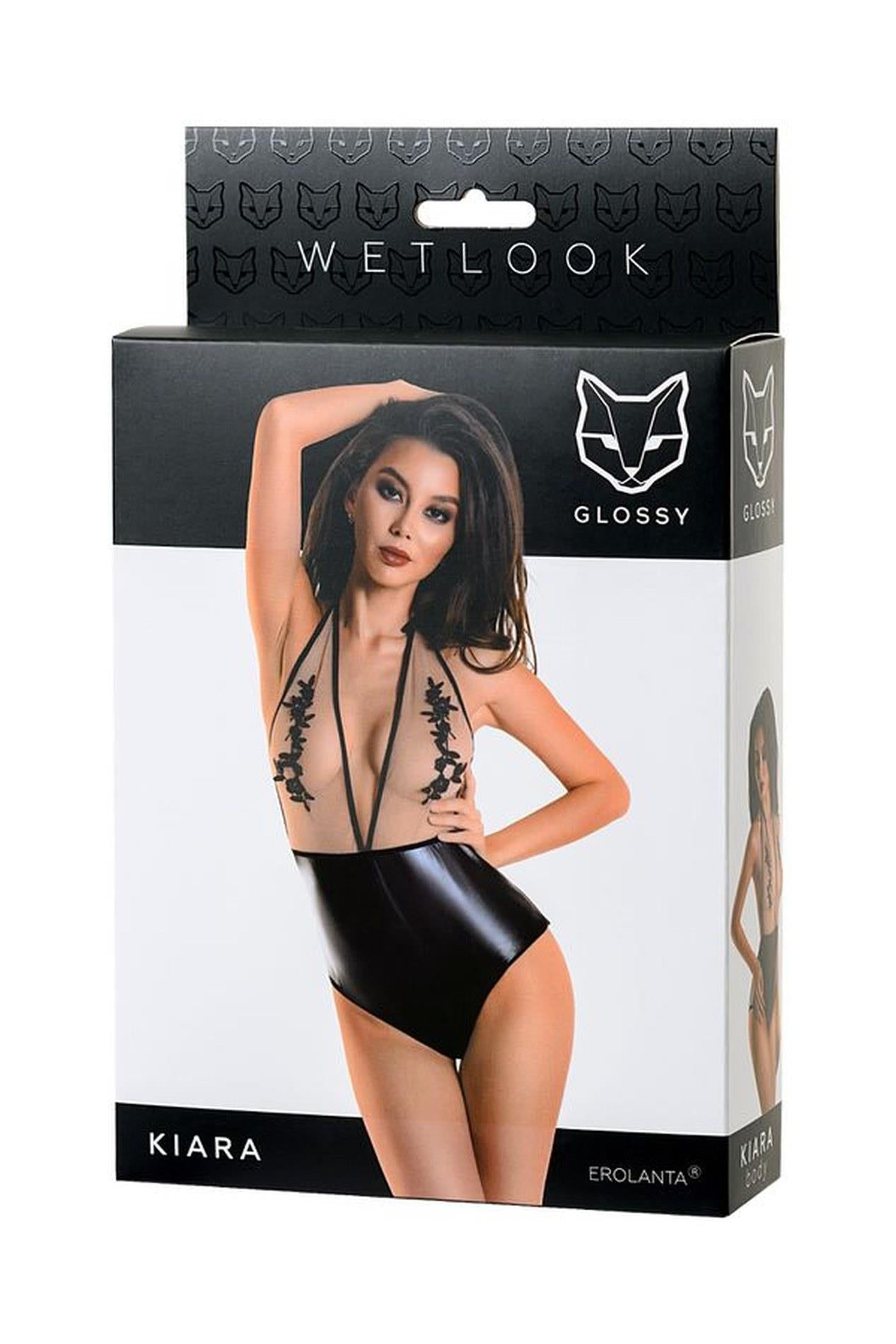 Wet-look bodycon dress KIARA - black XL
