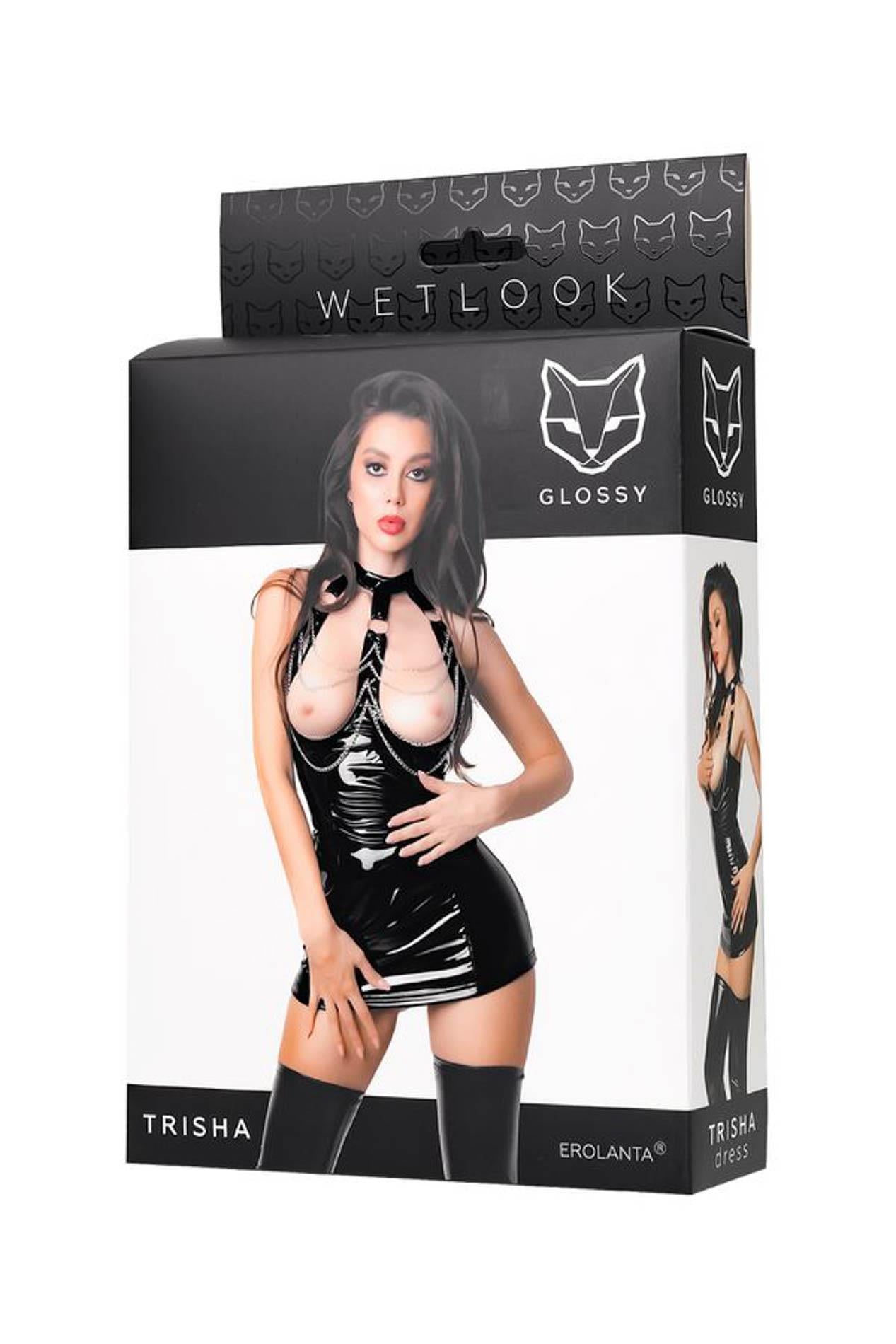 Robe wetlook Trisha - noir XL