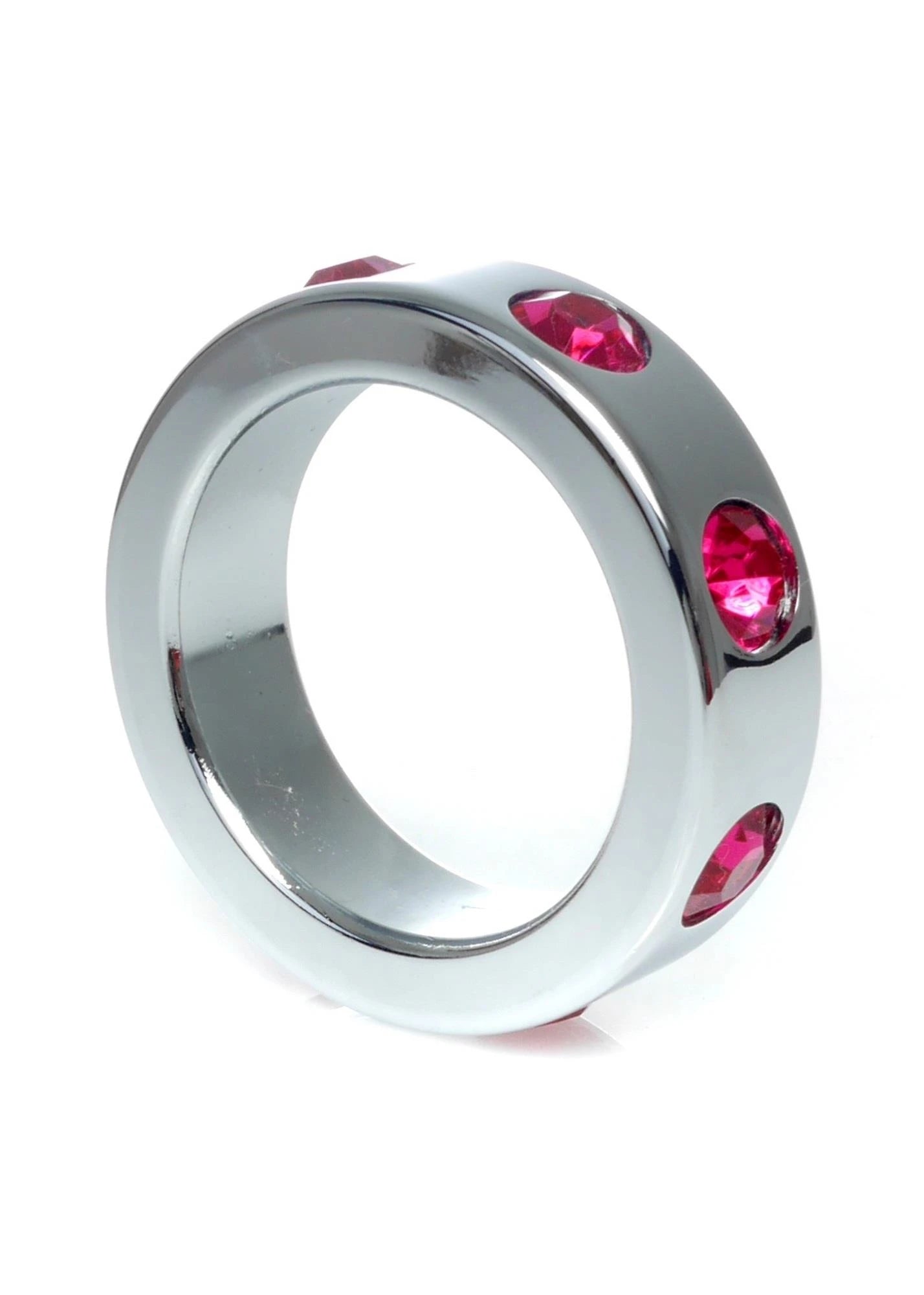 Anneau en métal pour pénis avec diamants roses, taille M