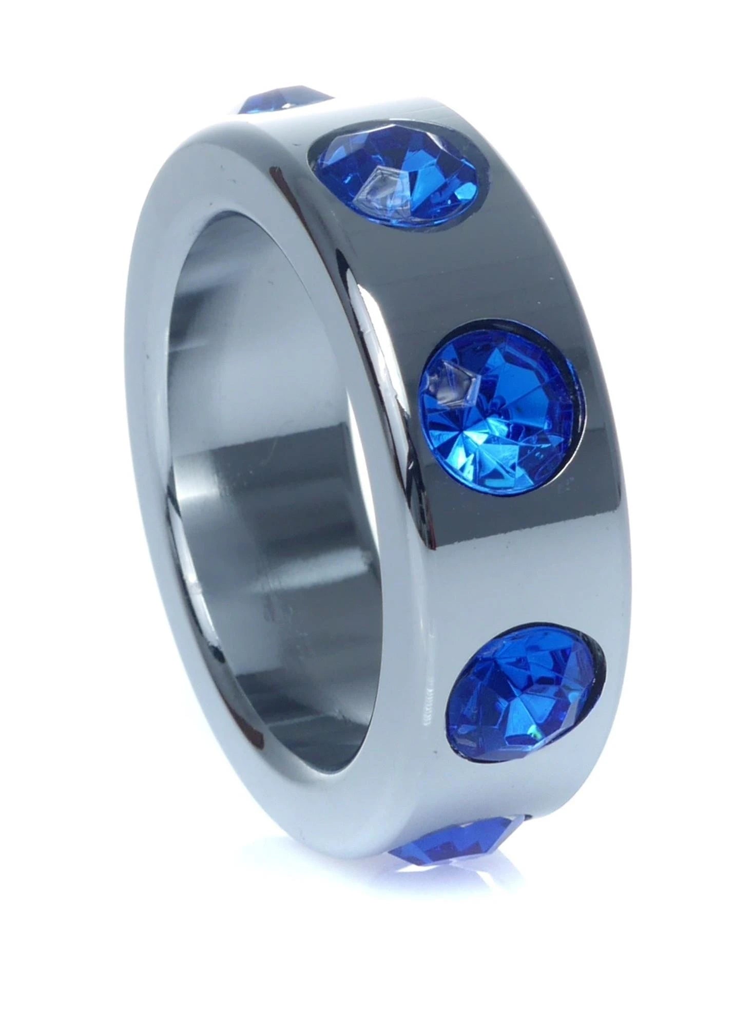 Bague-Anneau de coq en métal avec des diamants bleu foncé, petite