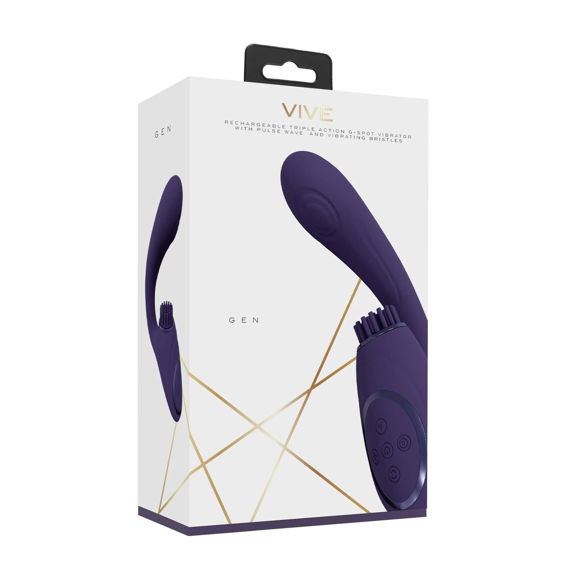 Gen - Vibrateur rechargeable triple action point G avec ondes pulsées et picots vibrants - Violet