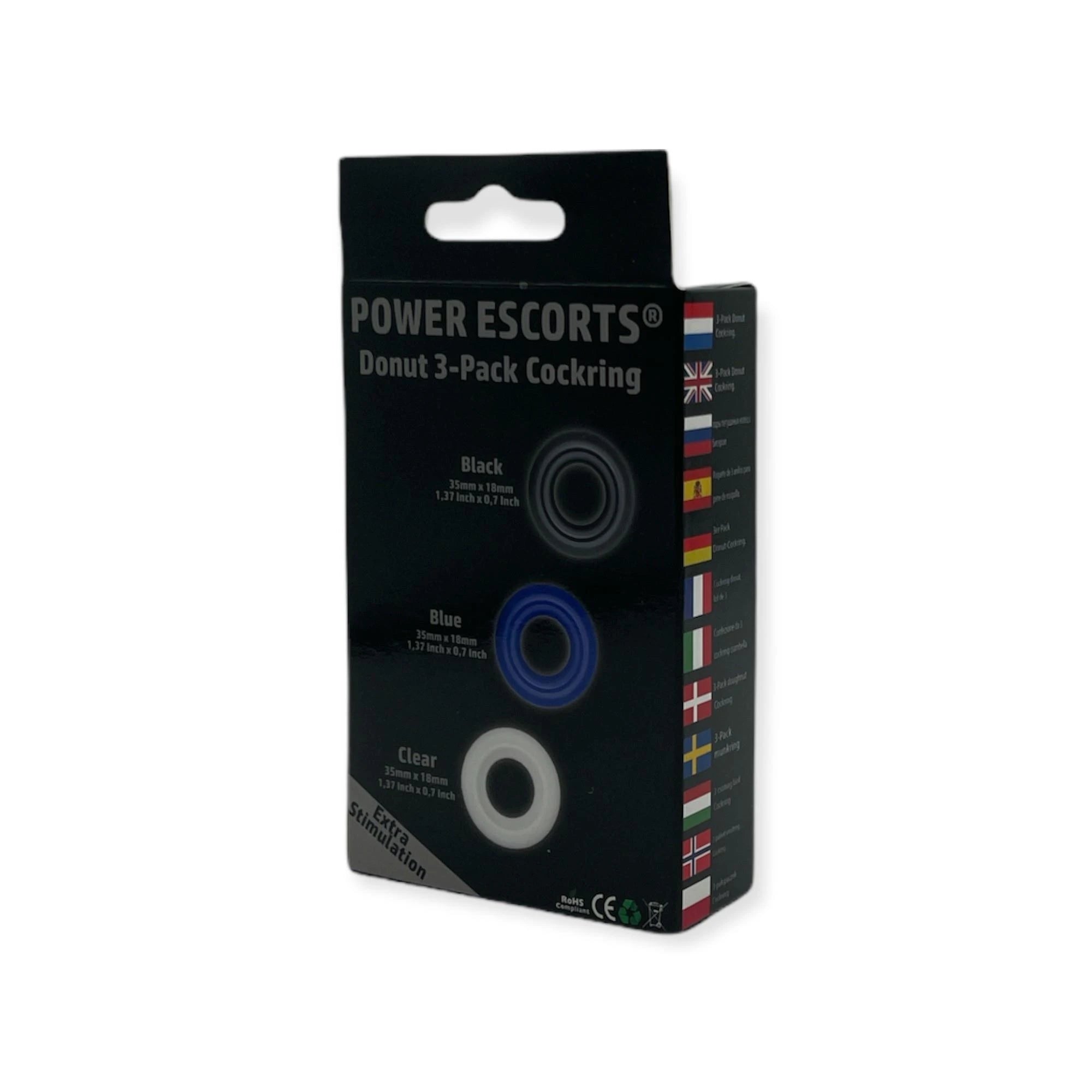 Ring-Donut Cockring 3 Pack - 3 colors blue/clear/black