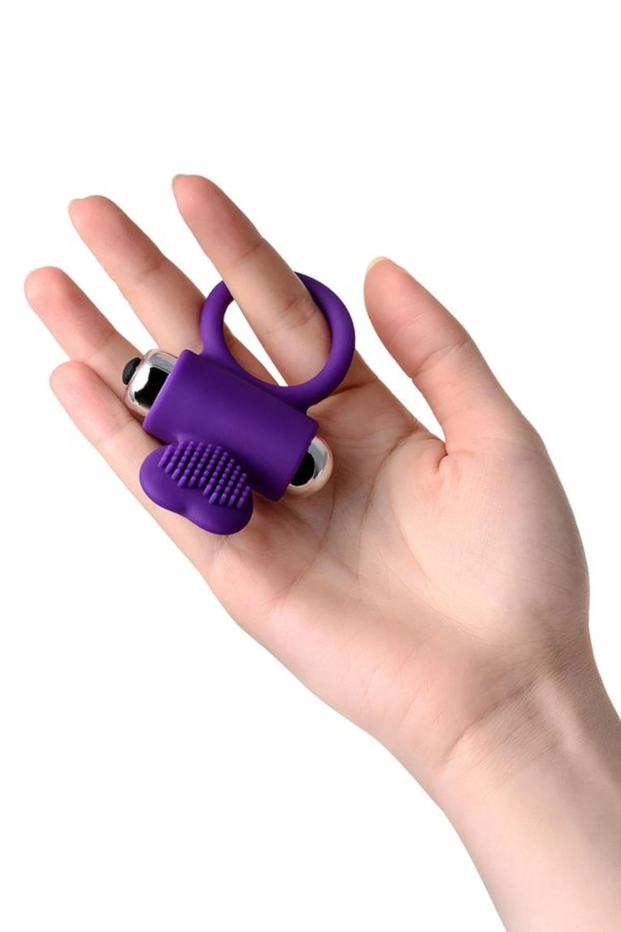 JOS PERY, Anneau vibrant à picots, silicone, violet, 9 cm