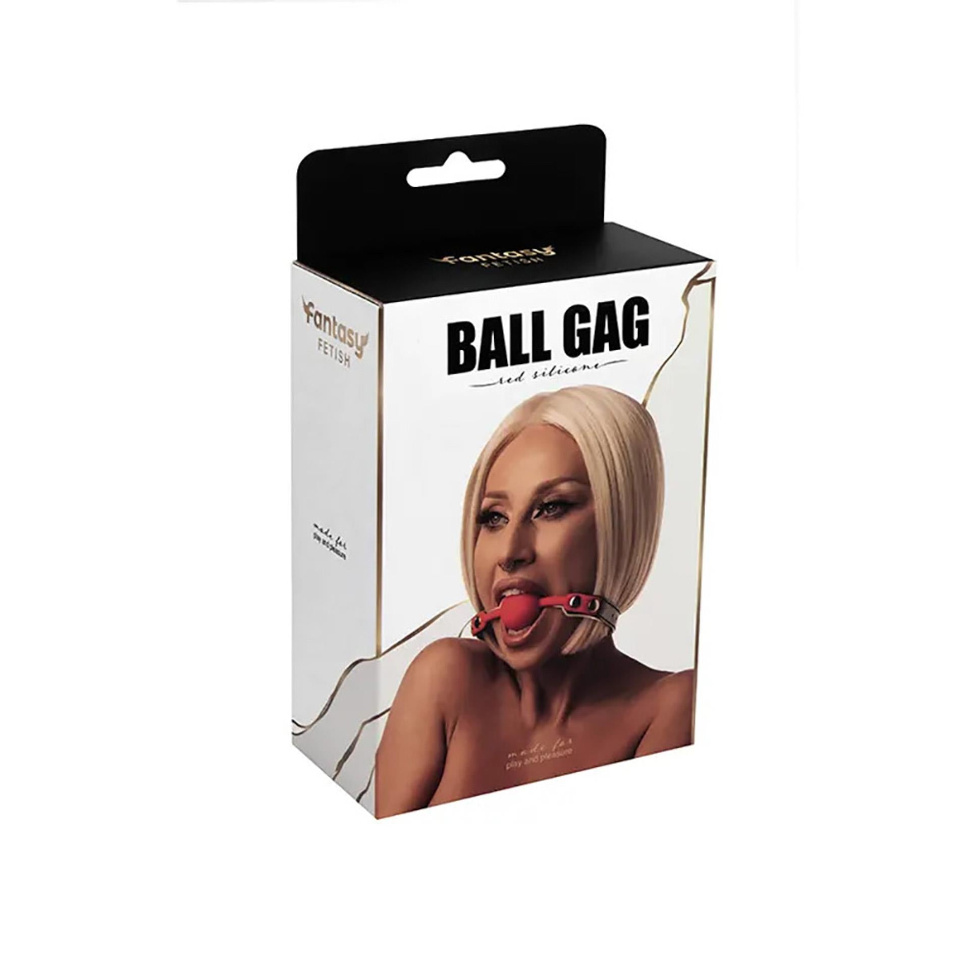 Red silicone ball gag with adjustable straps