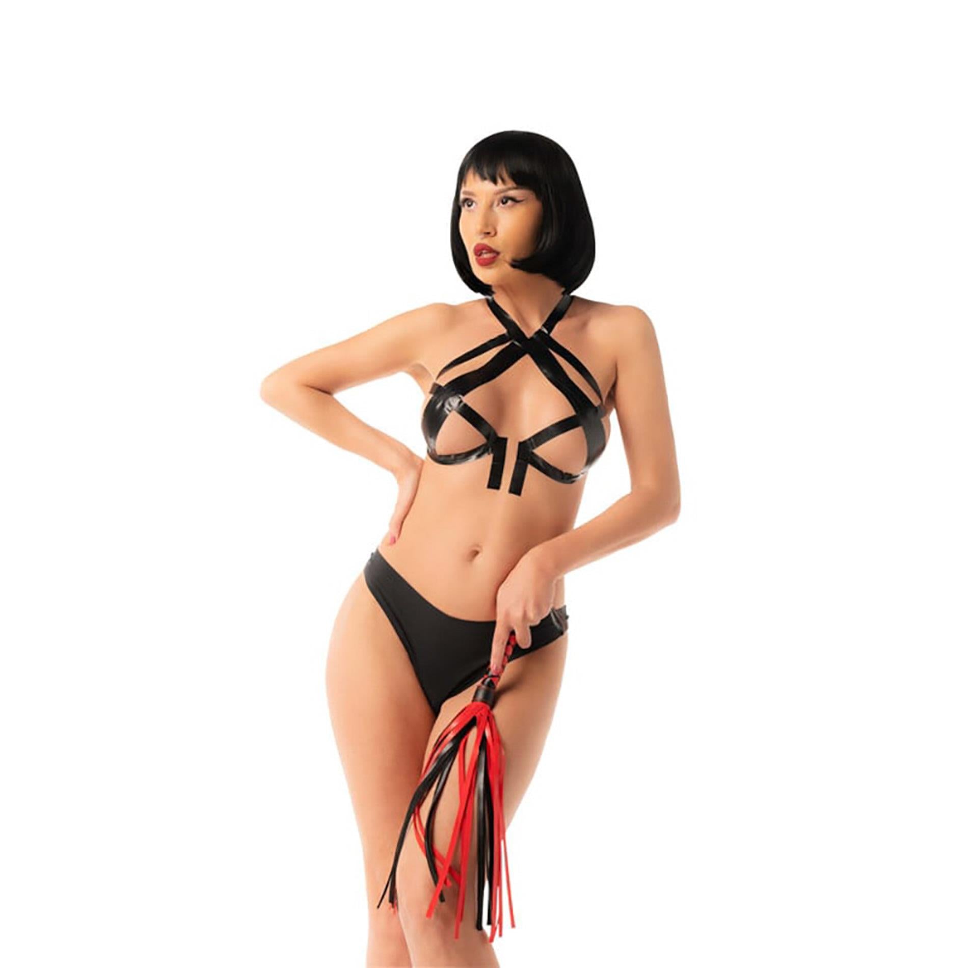 Black & red flogger