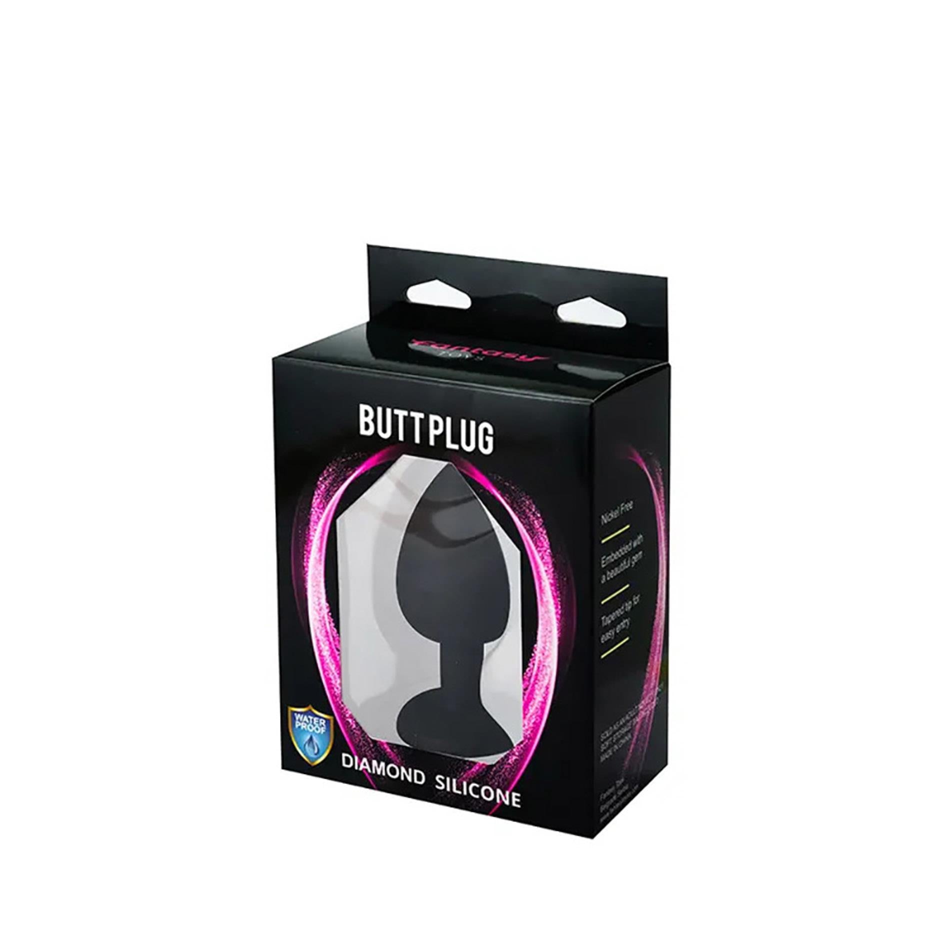 Plug anal noir de grande taille avec cristal blanc