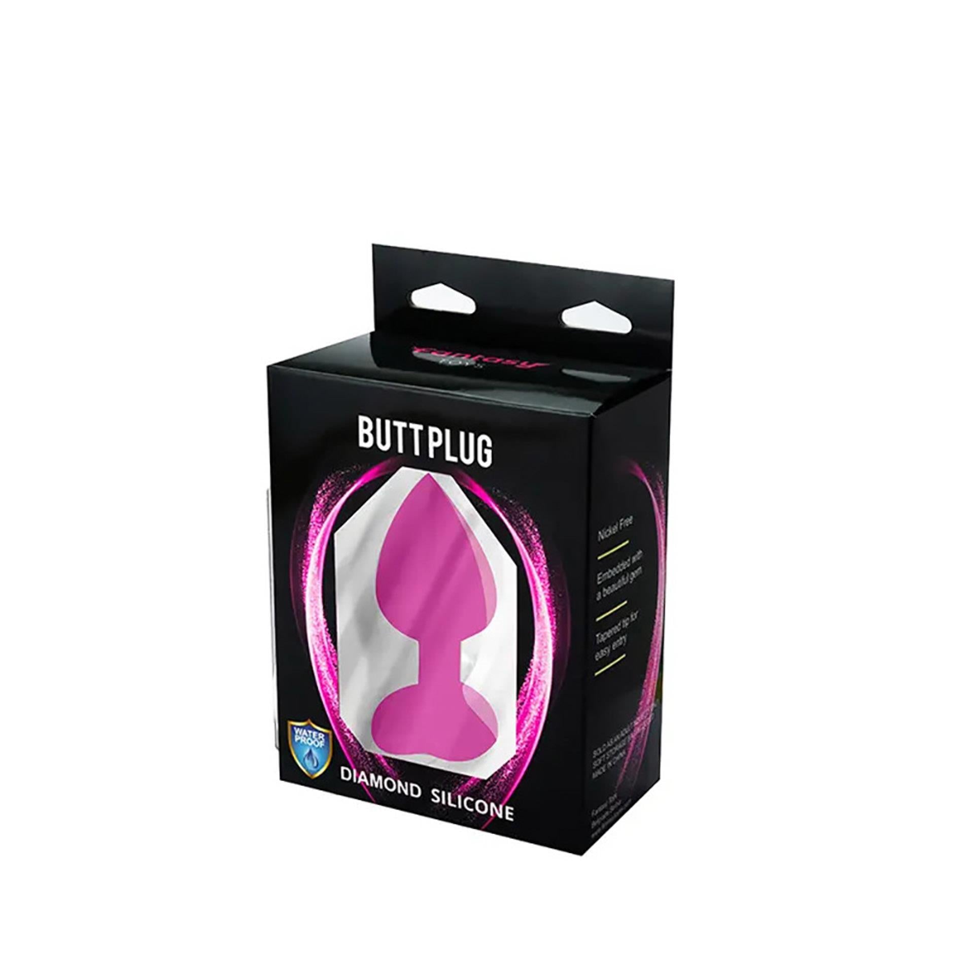 Plug anal rose en forme de cœur avec cristal blanc