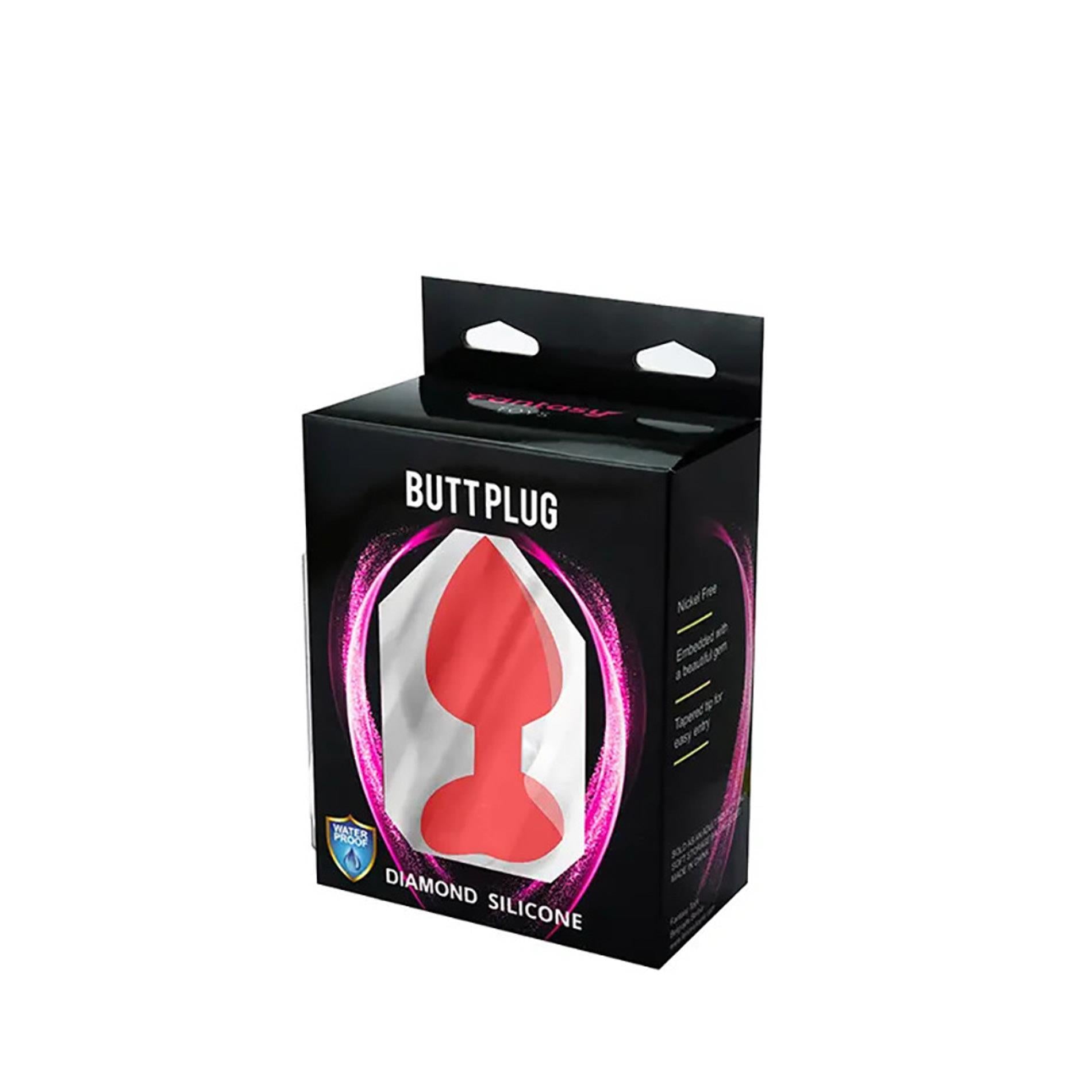 Red large heart-shaped butt plug with white crystal