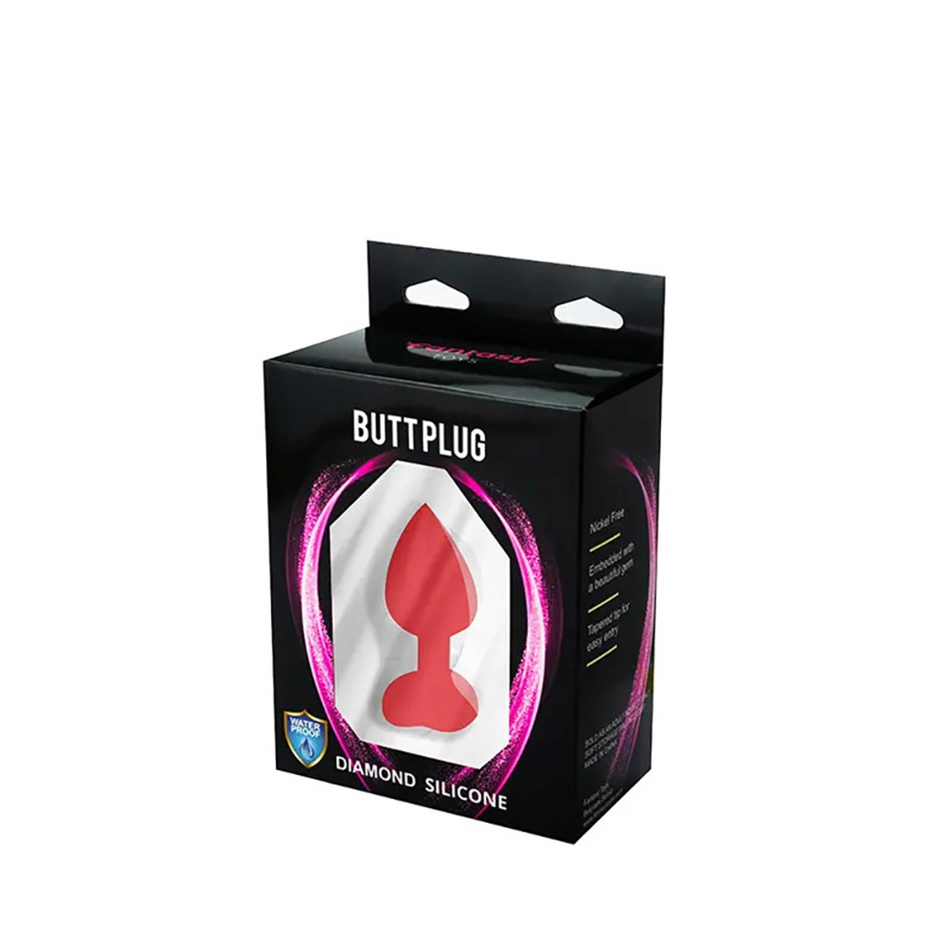 Red small heart-shaped butt plug with white crystal