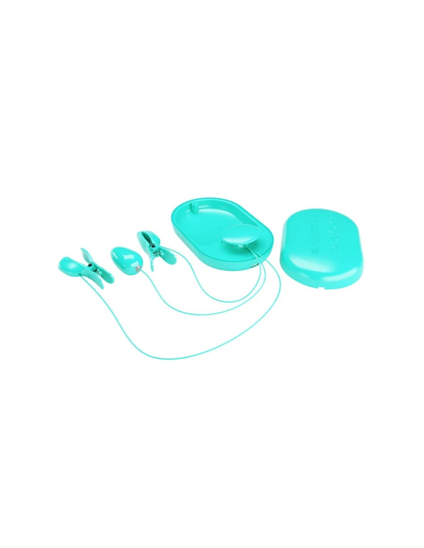 ABS, 3 intensities of electric stimulation, 7 vibration settings, USB rechargeable.
