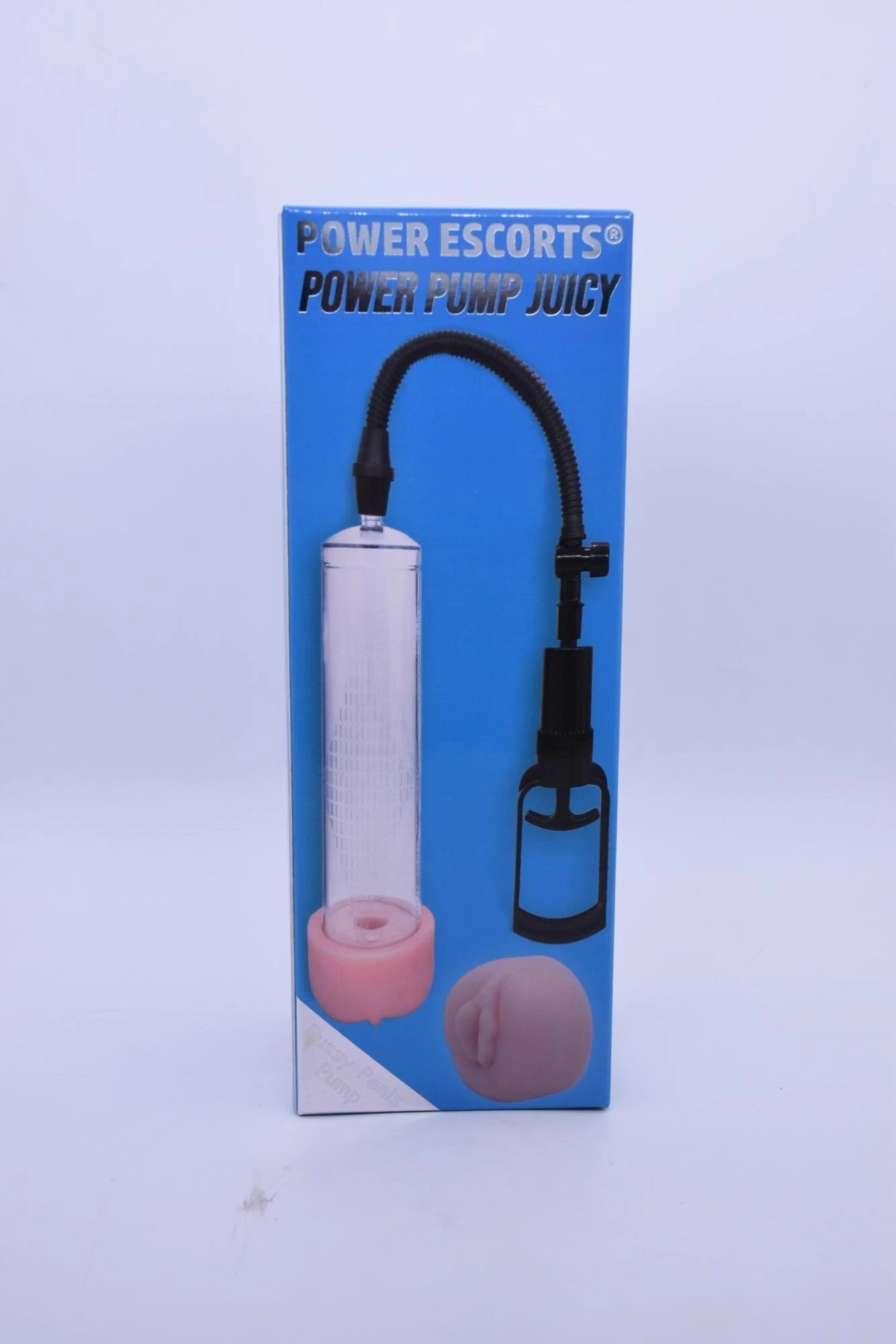 Power Escorts –Power Pump Juicy – Penis Pump – With Improved Exchangeable Pussy – Black/Transparant
