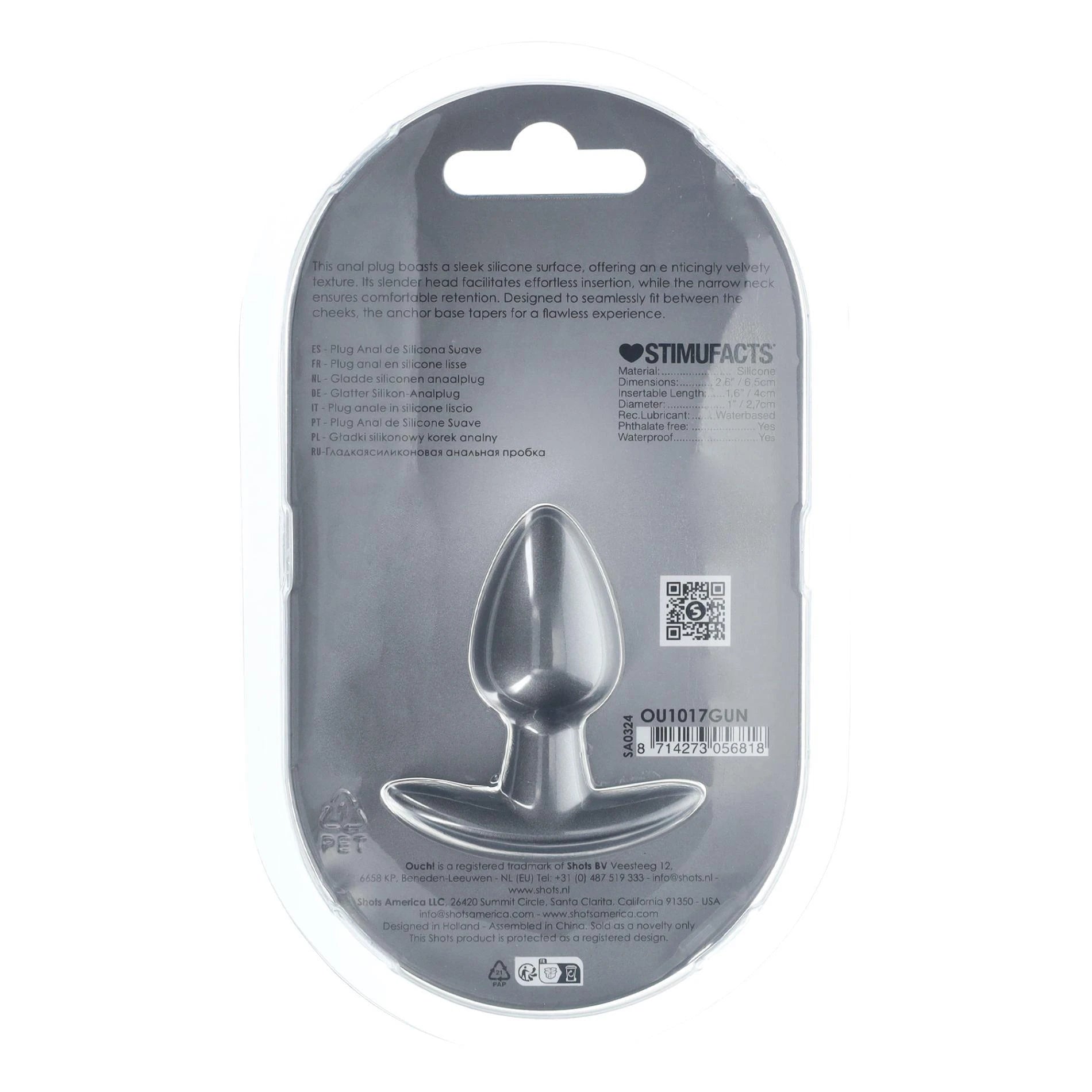 Plug anal en silicone lisse - Petit - 2.6 / 6,5 cm - Gunmetal
