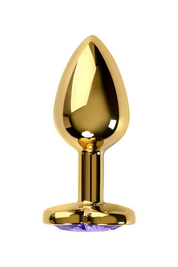 Anal plug Metal by TOYFA, metal, gold, with purple crystal, 7 cm, O 2.7 cm