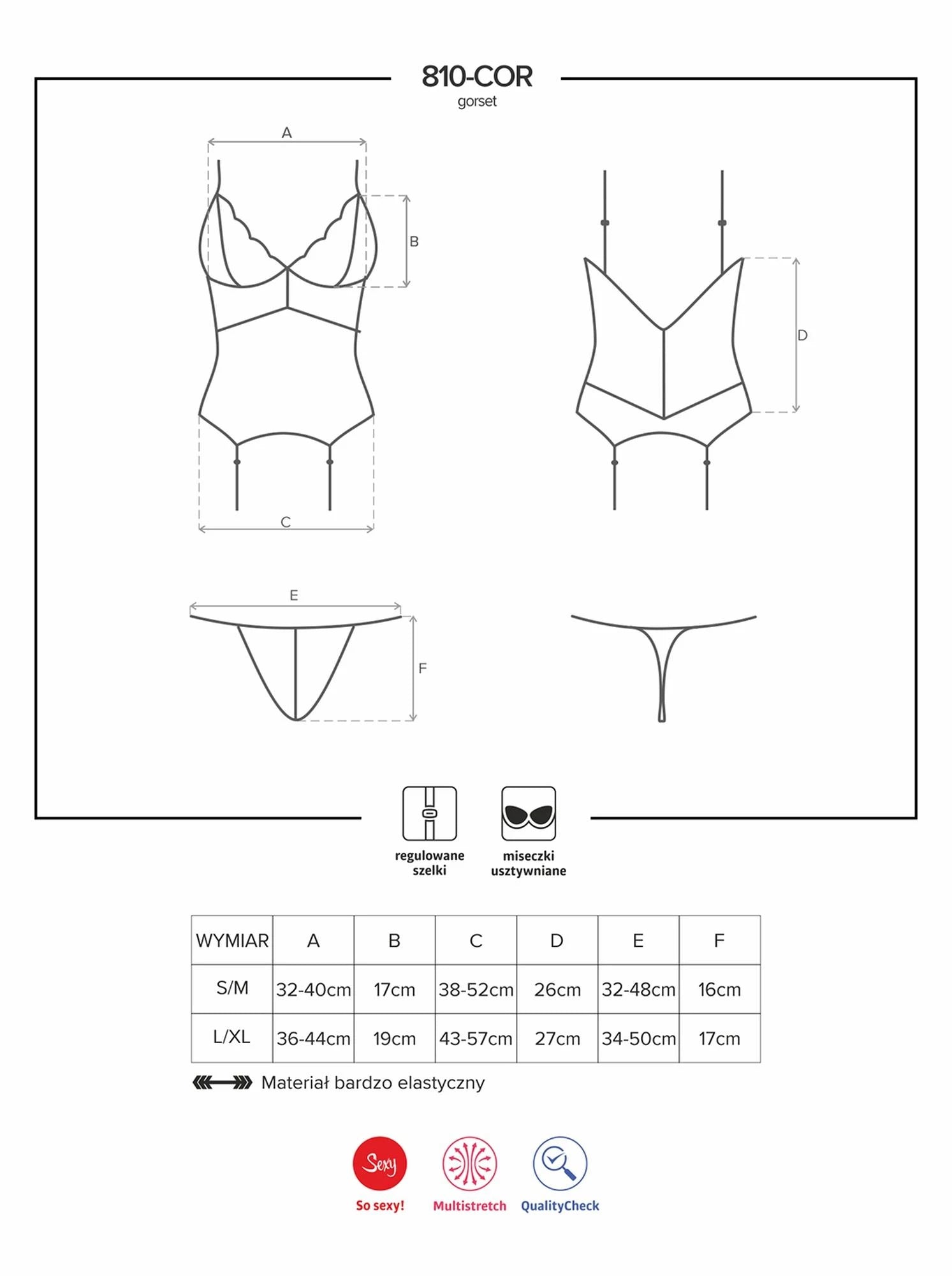 Lingerie-810-COR-2 corset and thong white L/XL