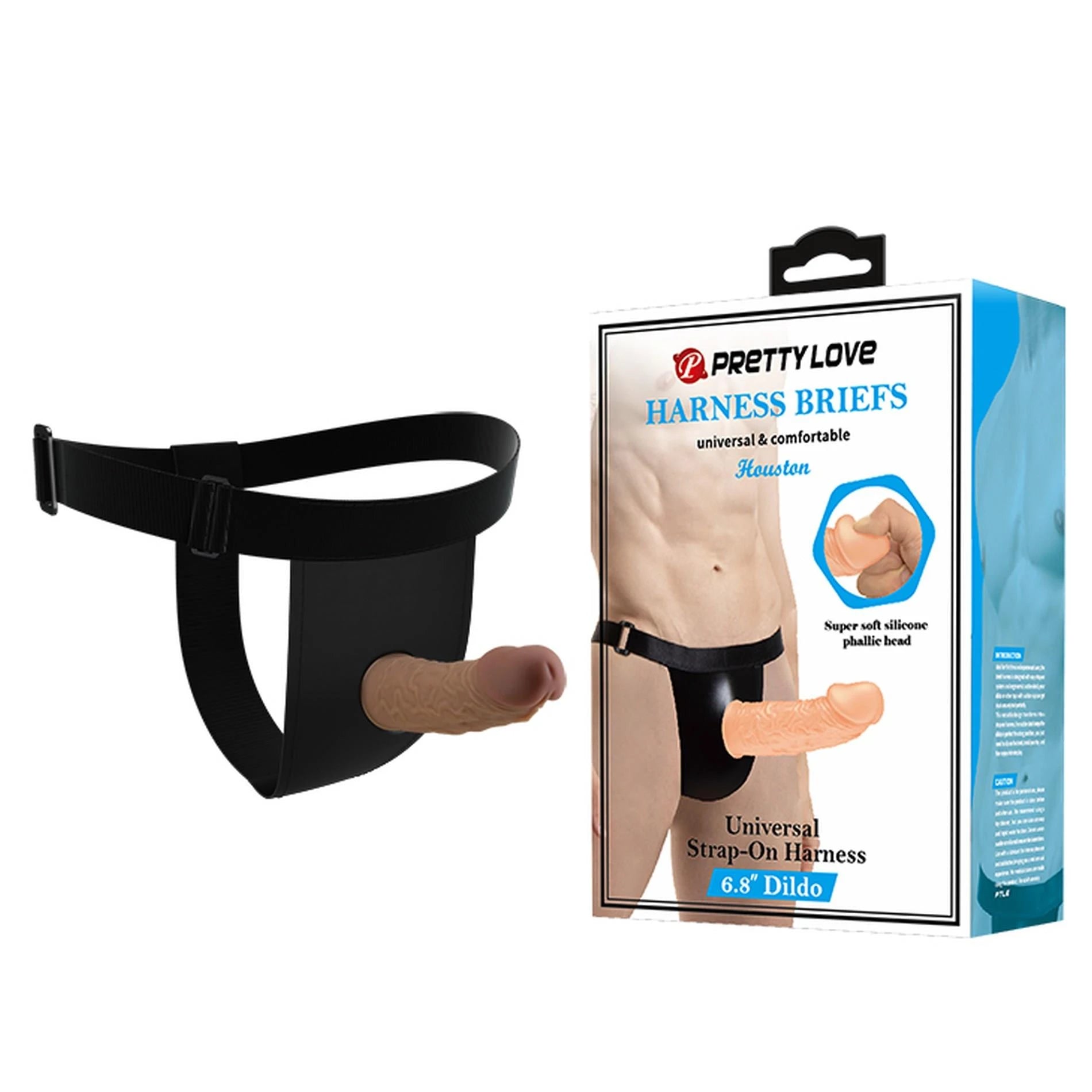 PRETTY LOVE - HARNESS BRIEFS - Houston Strap-On 6.8'' Dildo