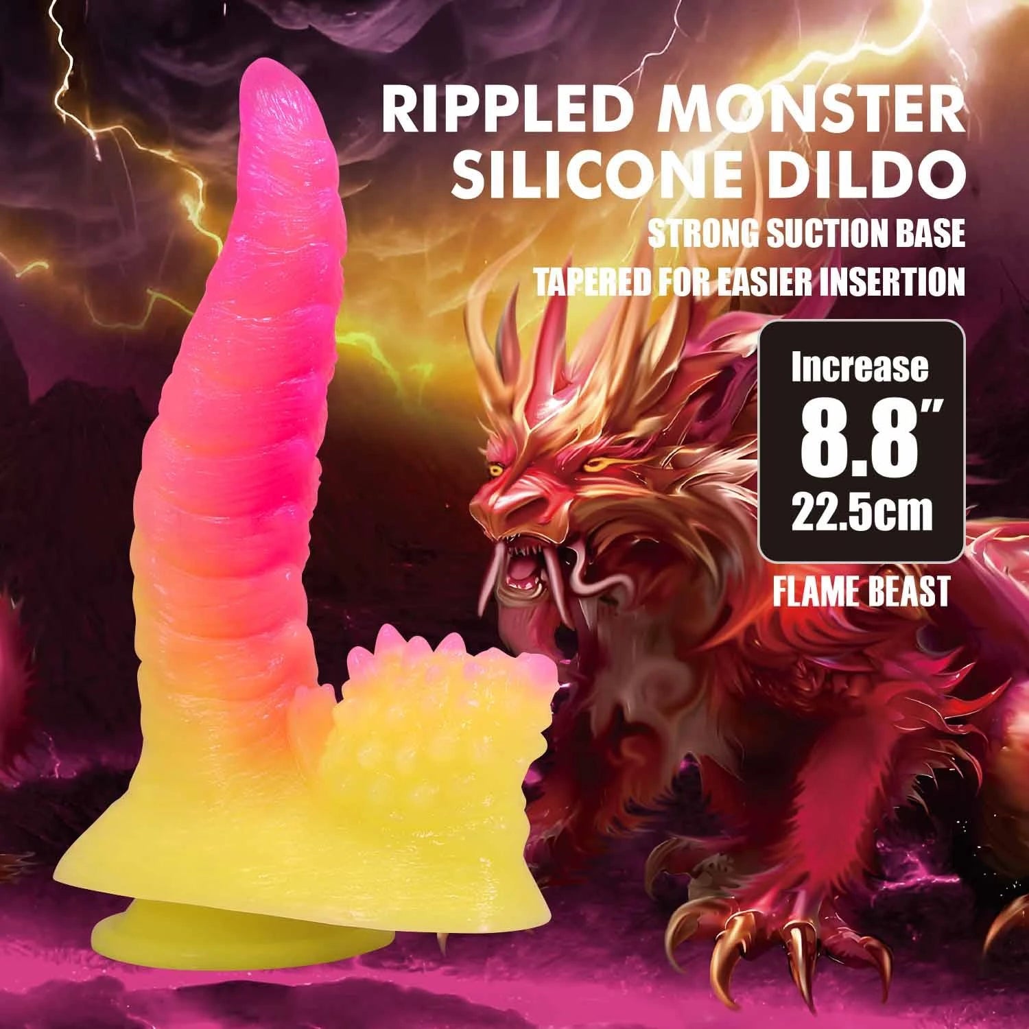 Power Monsters Flamebeast – 22,5 cm Godemichet monstre ondulé en silicone