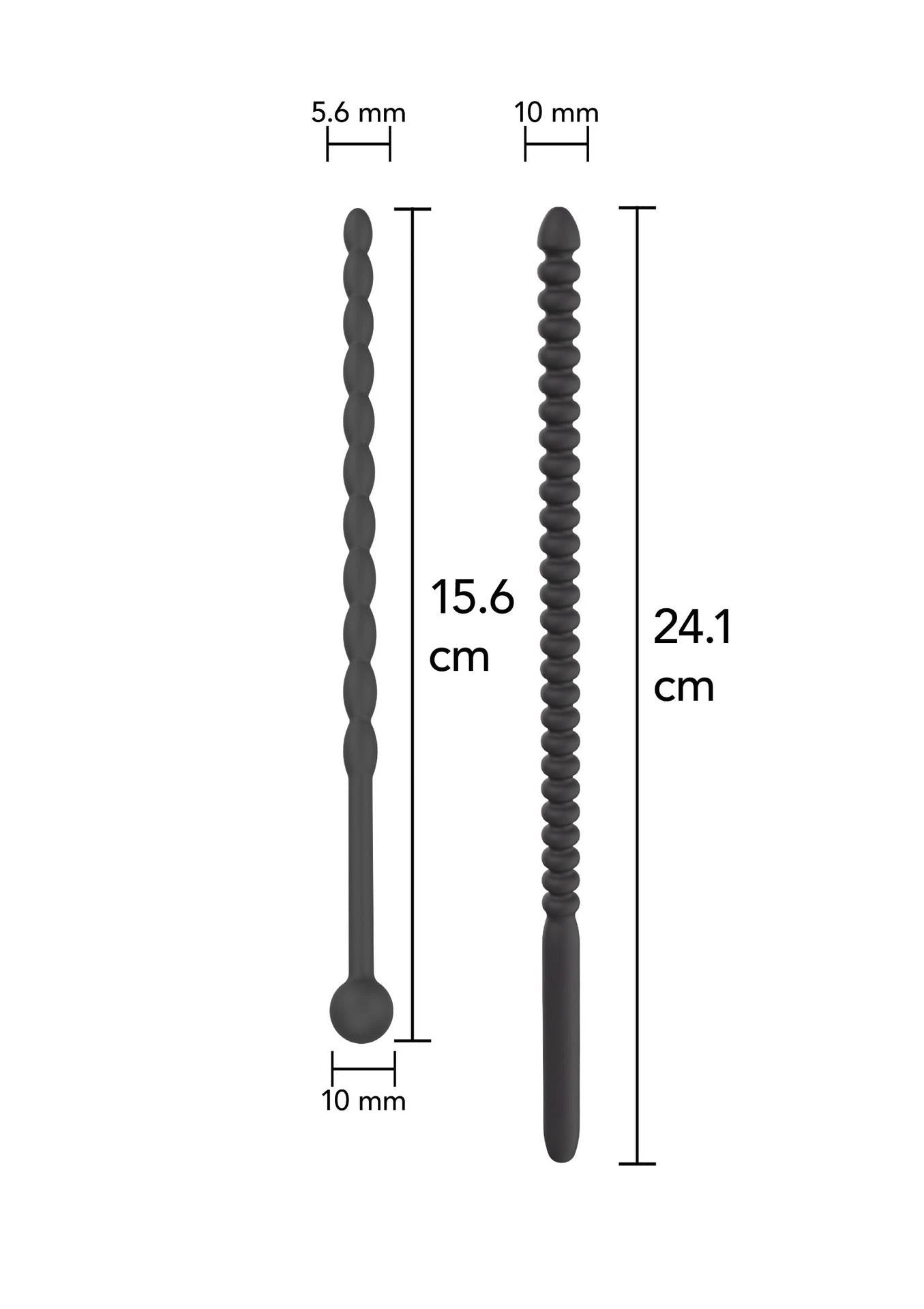 Ribbed Penis Dilator Set 2 pcs Black
