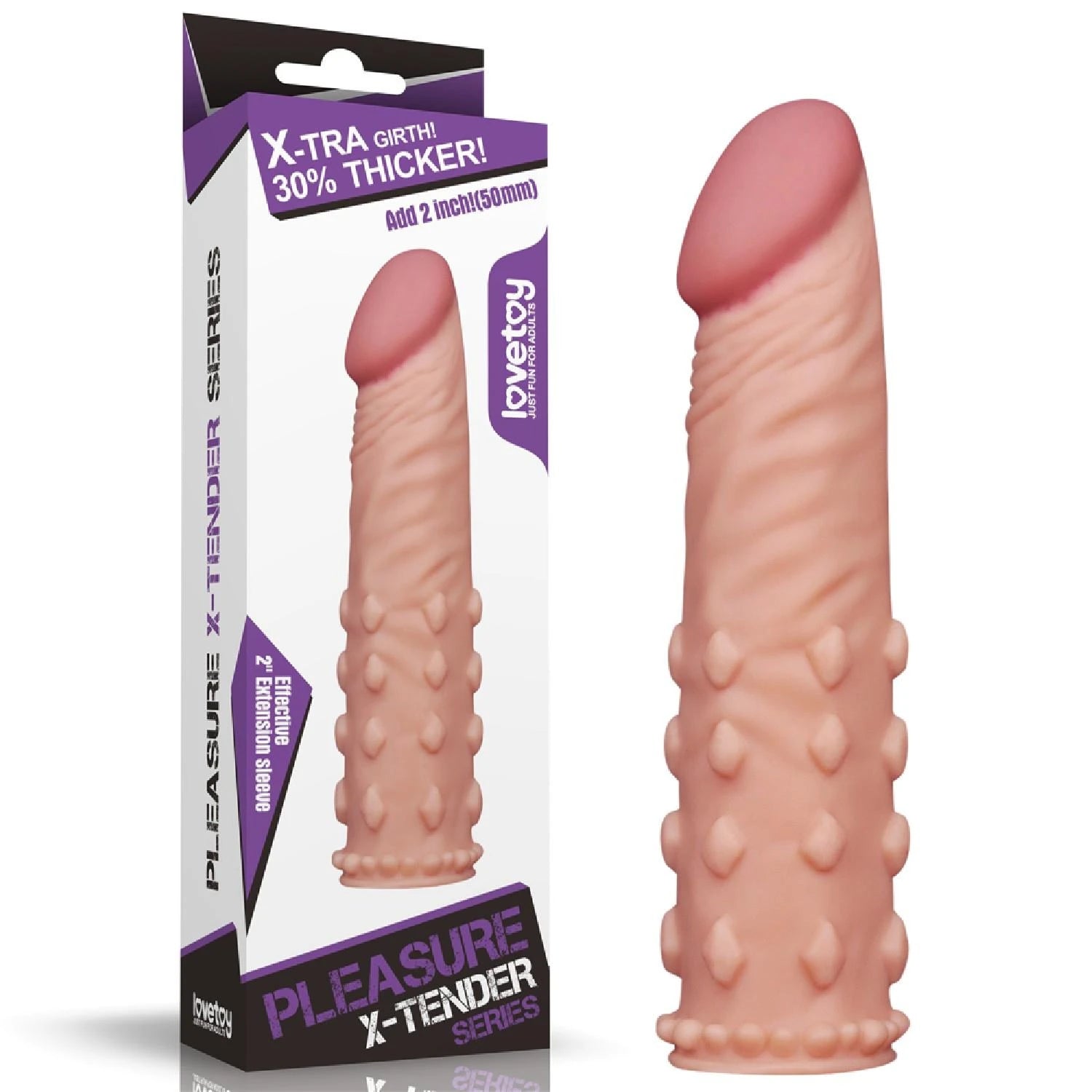 Add 2″ Pleasure X Tender Penis Sleeve Flesh