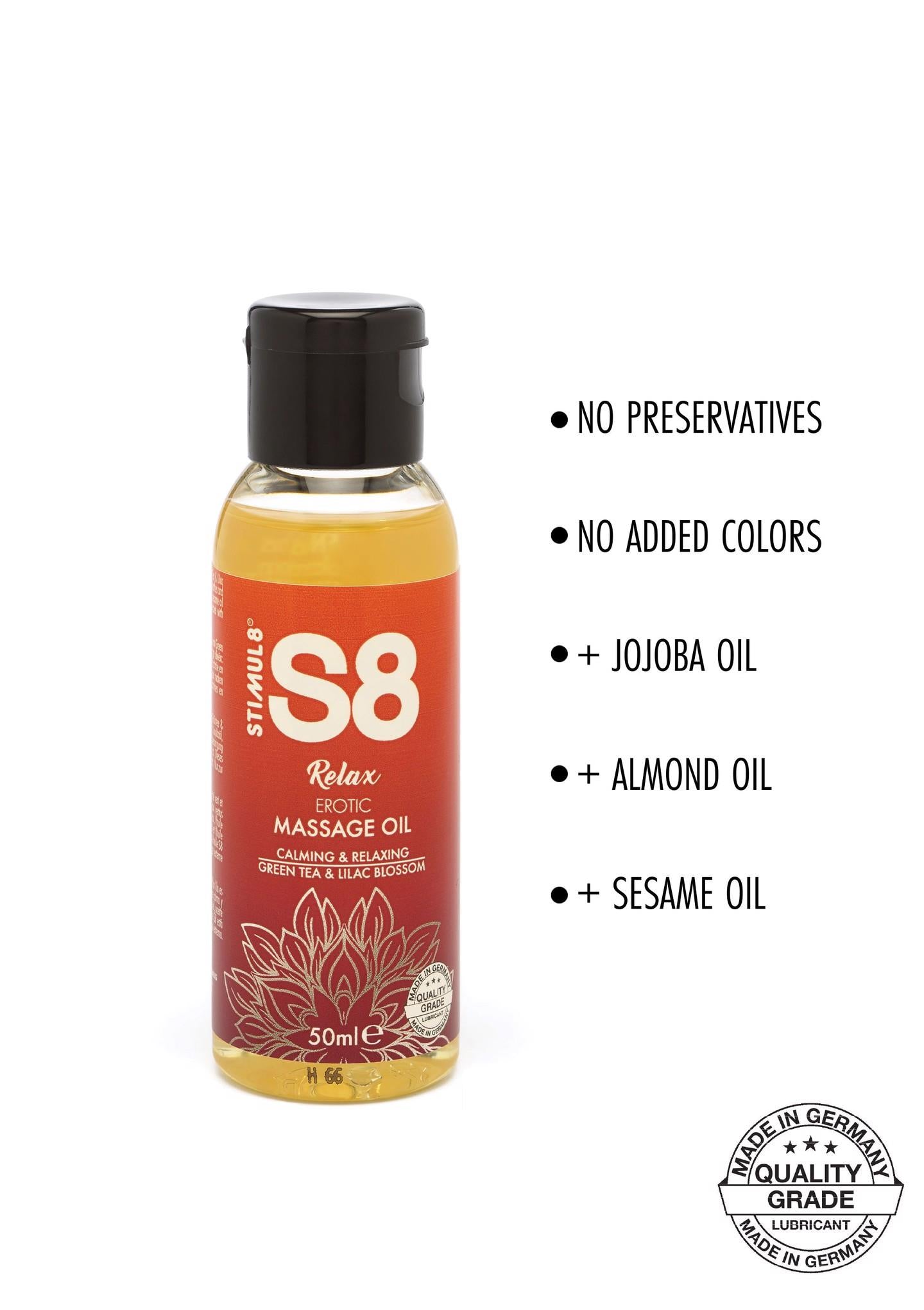 S8 Huile de Massage 50ml Thé Vert & Fleur de Lilas