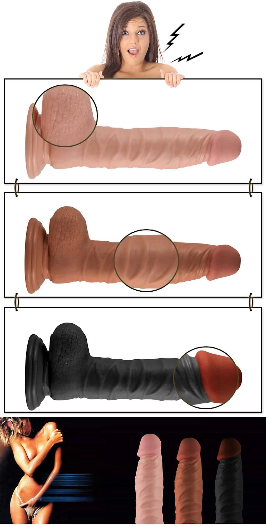 8.5" Real Extreme Dildo Flesh