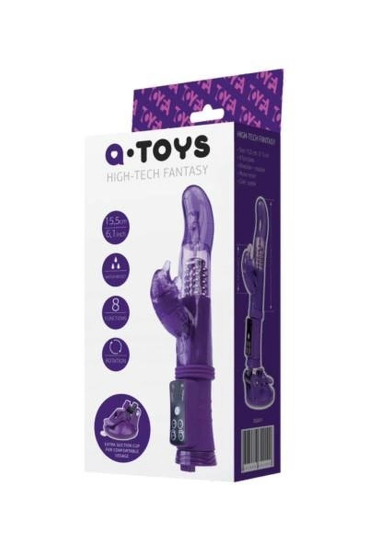 A-TOYS, Vibrator with clitoral stimulator, TPR, purple, 22.5 cm