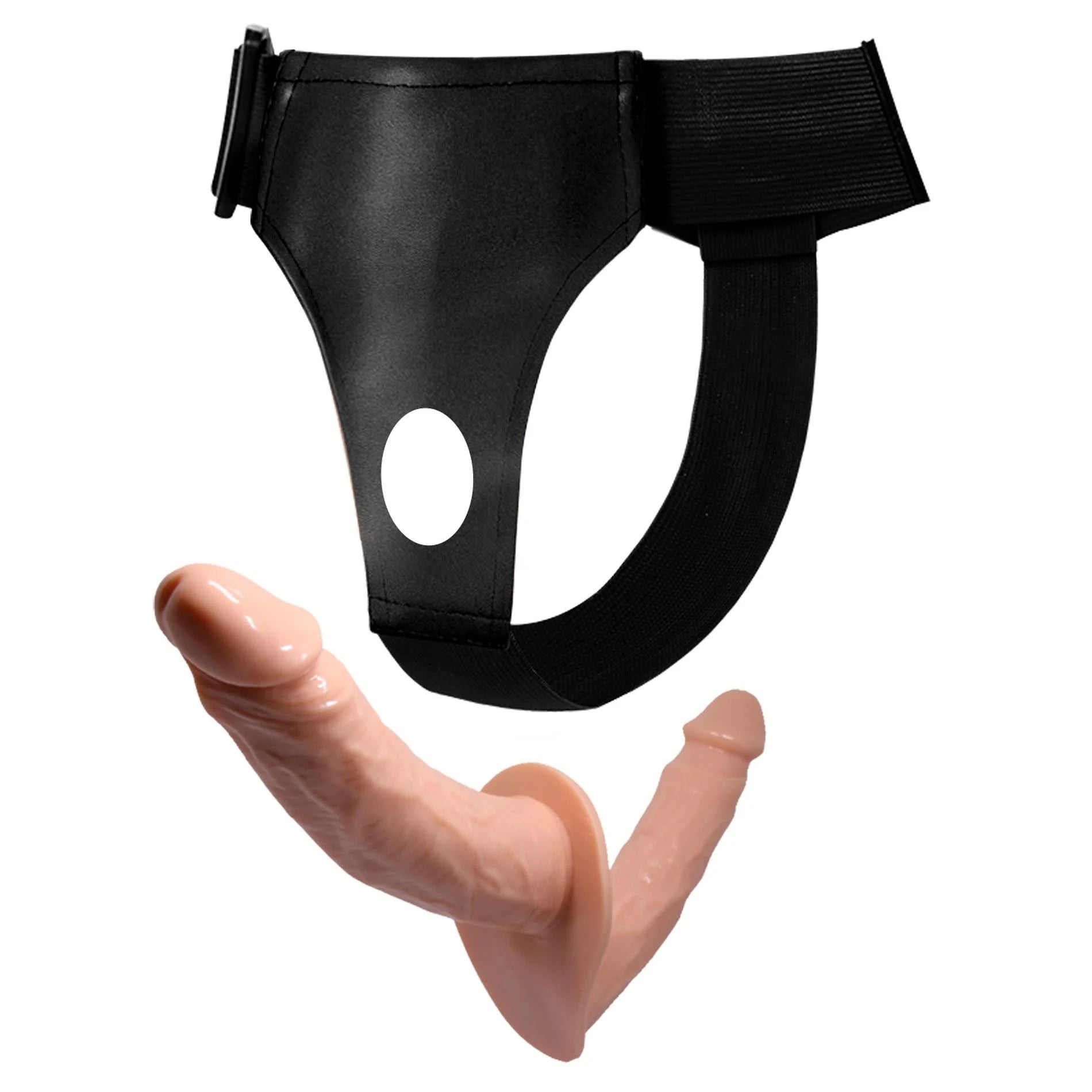 BAILE - DOUBLE GODEMICHETS À SANGLE, 18 cm + 15 cm