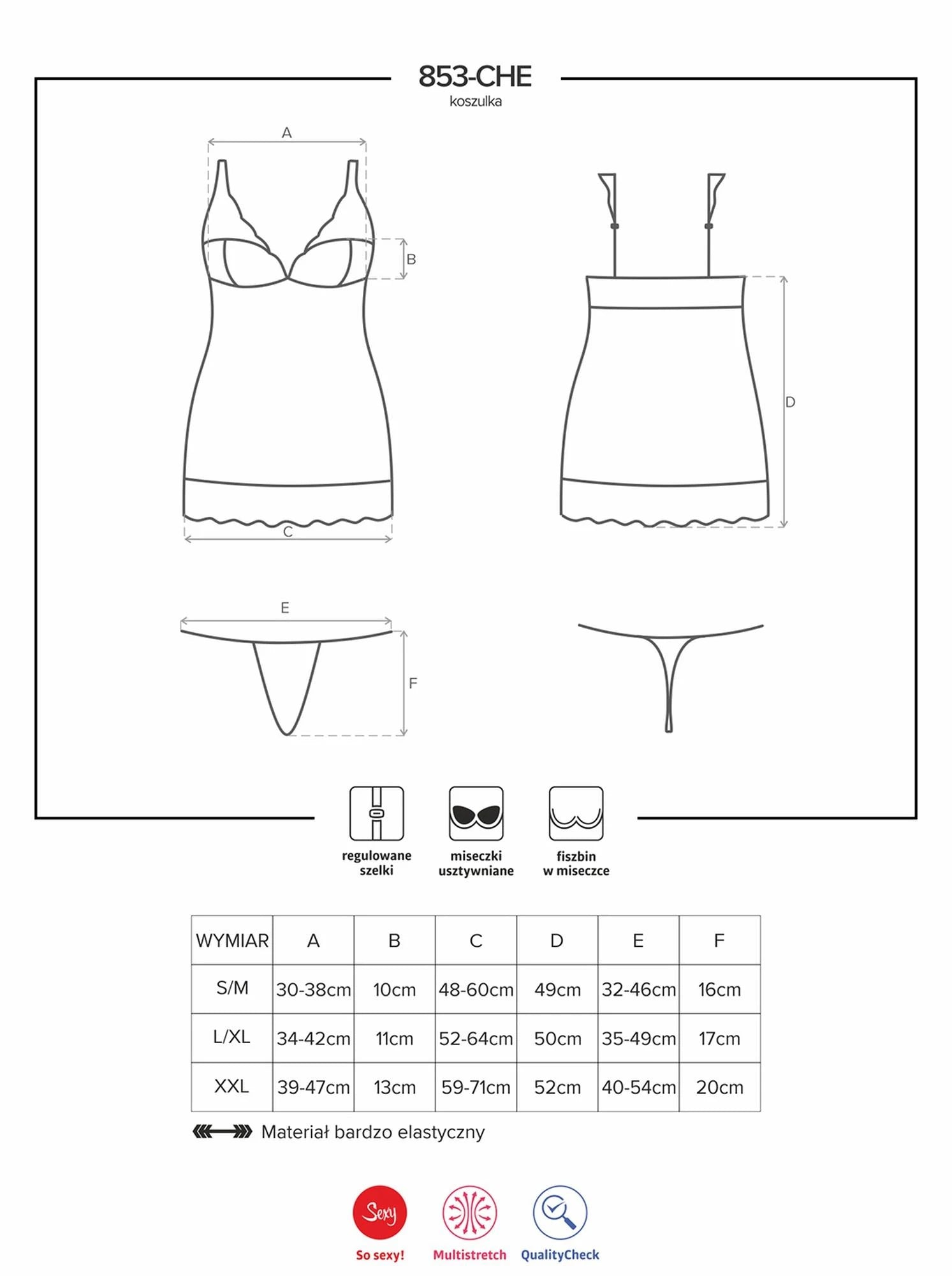 Lingerie-853-CHE-1 T-shirt et string L/XL