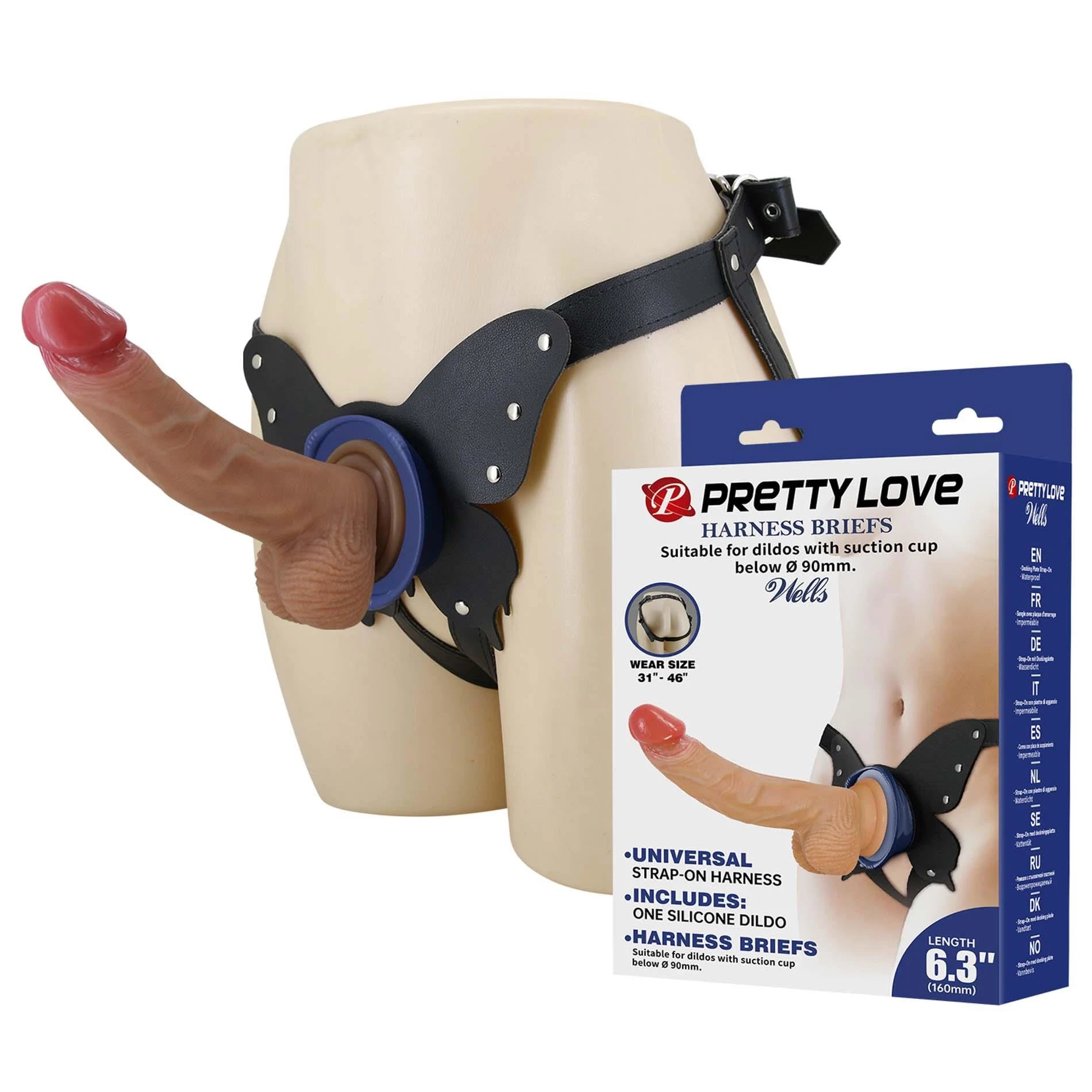 Pretty Love Wells 6.3" Godemichet en silicone avec string harnais