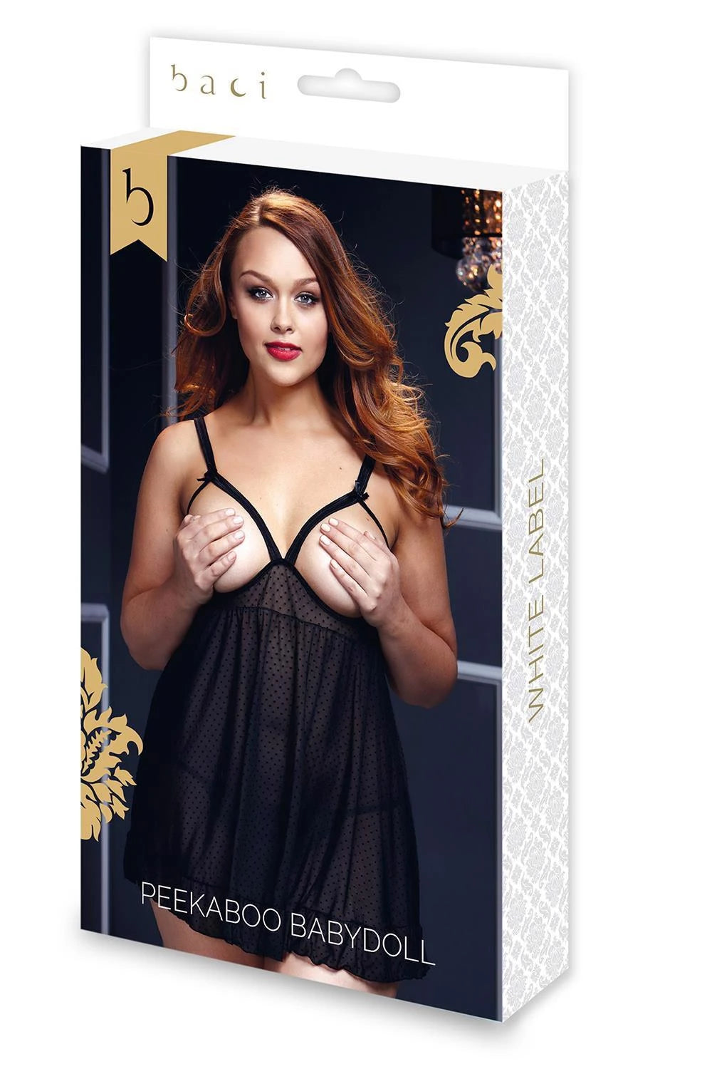 SHEER BABYDOLL W/OPEN CUP BRA PANT, XL