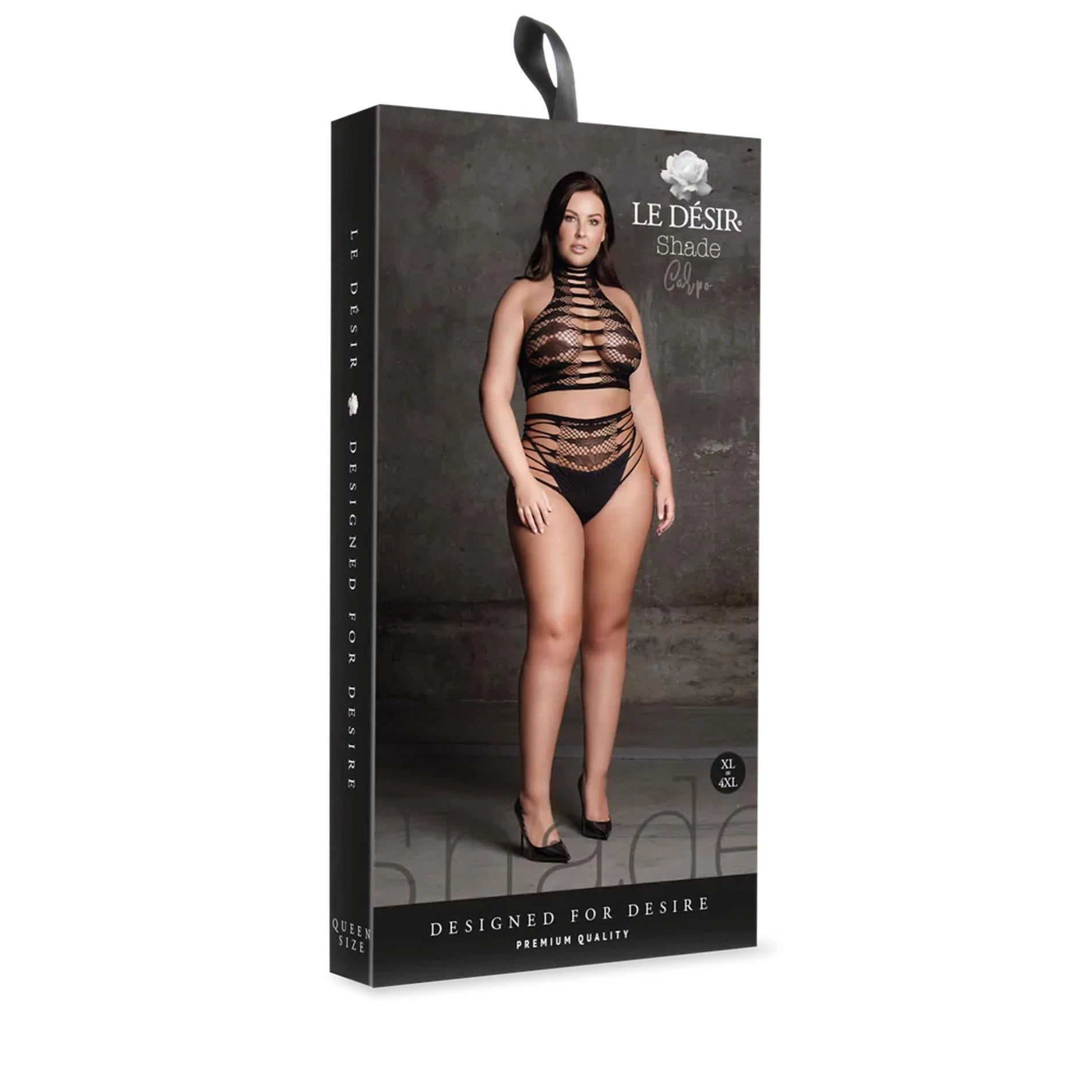 Carpo XLVI - Two Piece with Turtleneck, Crop Top and Pantie - Queen Size - Black