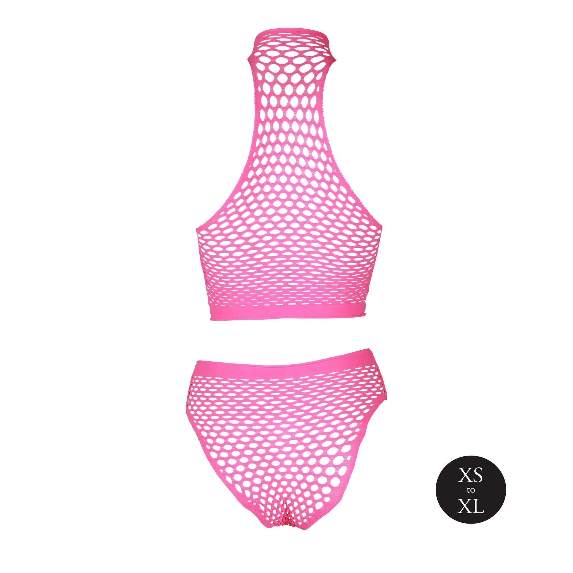 Turtle Neck and High Waist Slip - One Size - Neon Pink