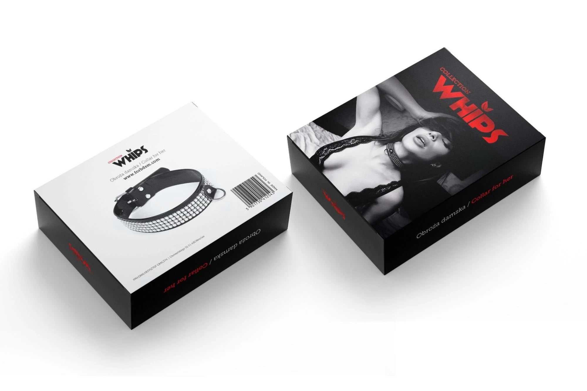 Fixations-WHIPS vernis, collier femme avec cristaux, noir, 3cm