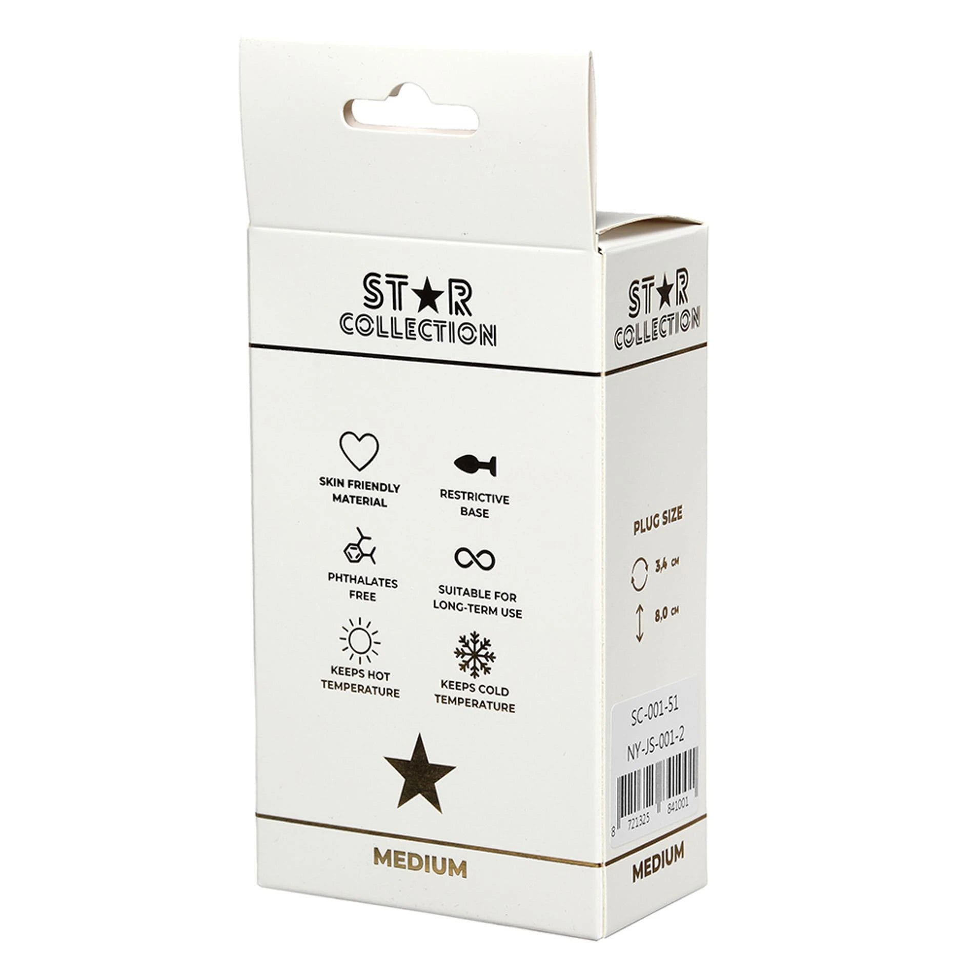 Star Collection - Silver Metal Anal Plug M - Clear Stone