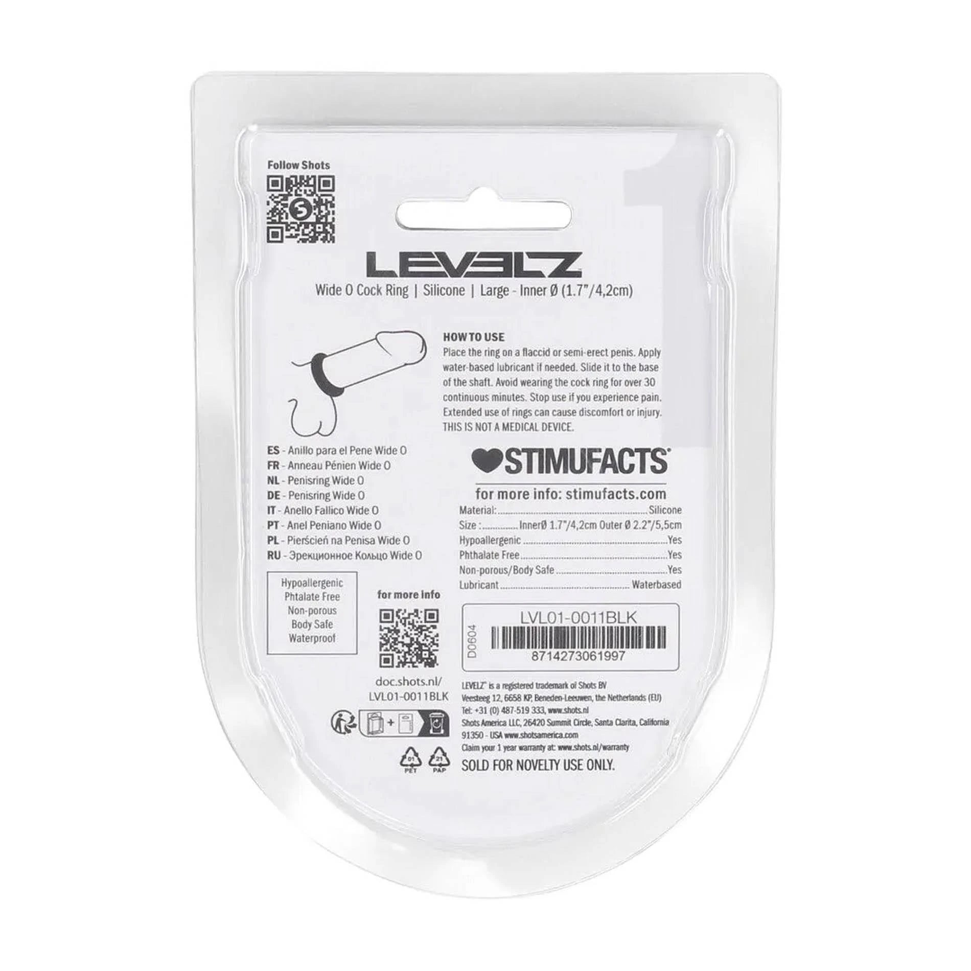 Wide O Silicone Cockring - L - 42mm - Black