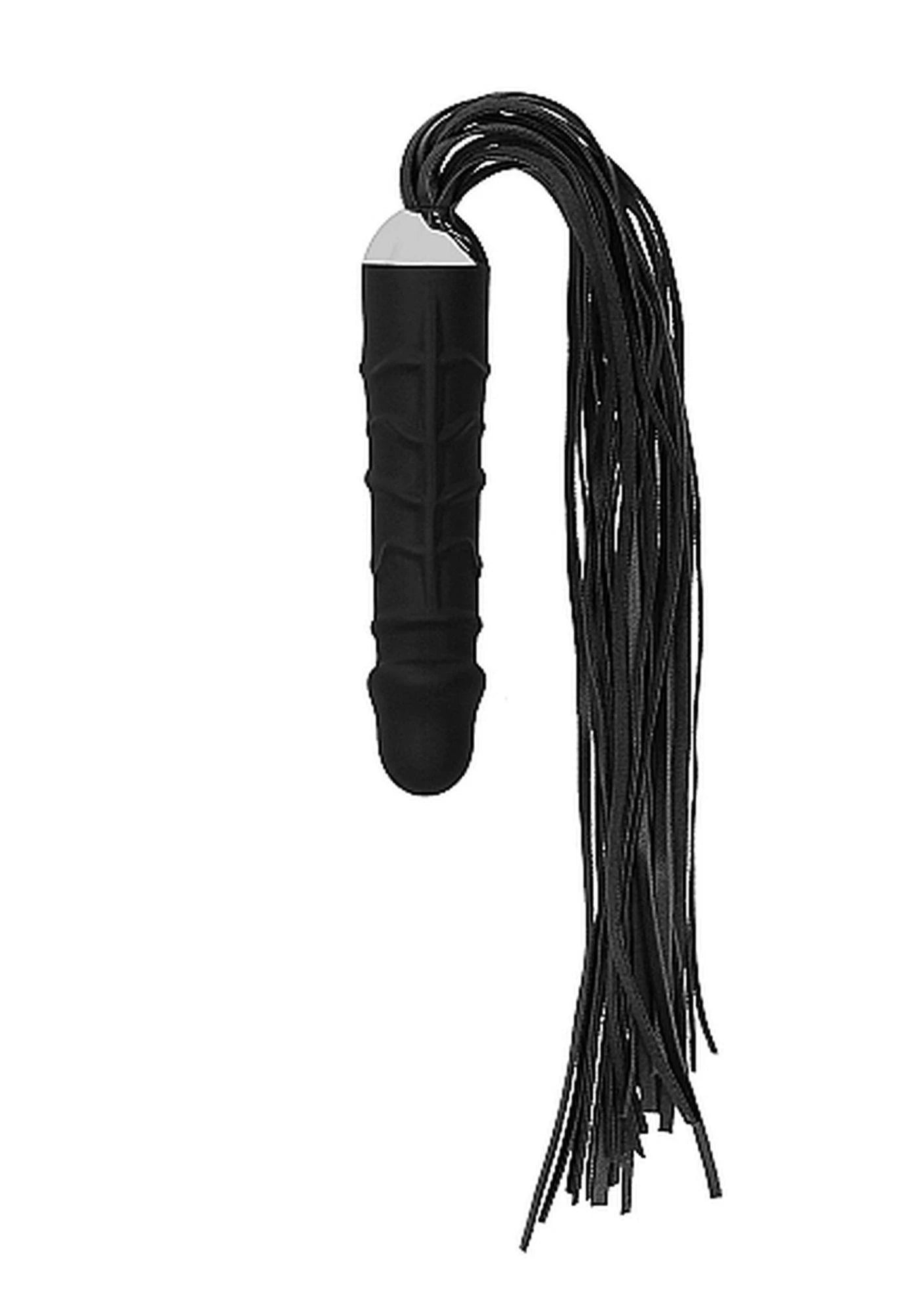 Fouet noir avec godemichet en silicone réaliste - Noir