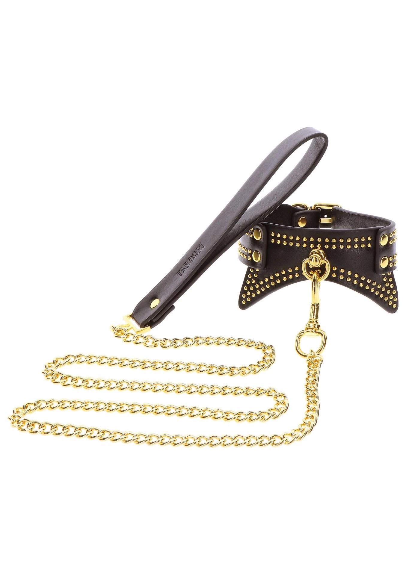 Collier et laisse cloutés noirs